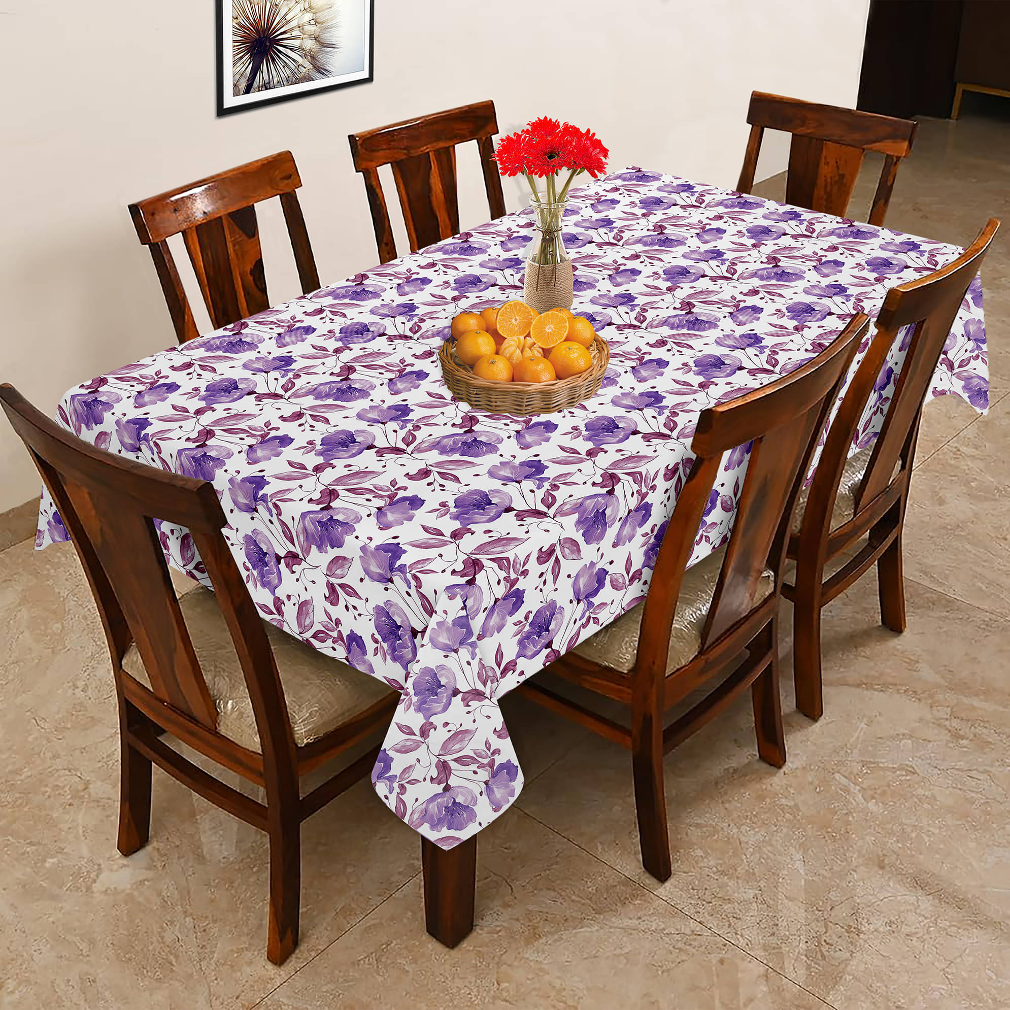     			Oasis Hometex Printed Cotton 8 Seater Rectangle Table Cover ( 228 x 152 ) cm Pack of 1 Purple