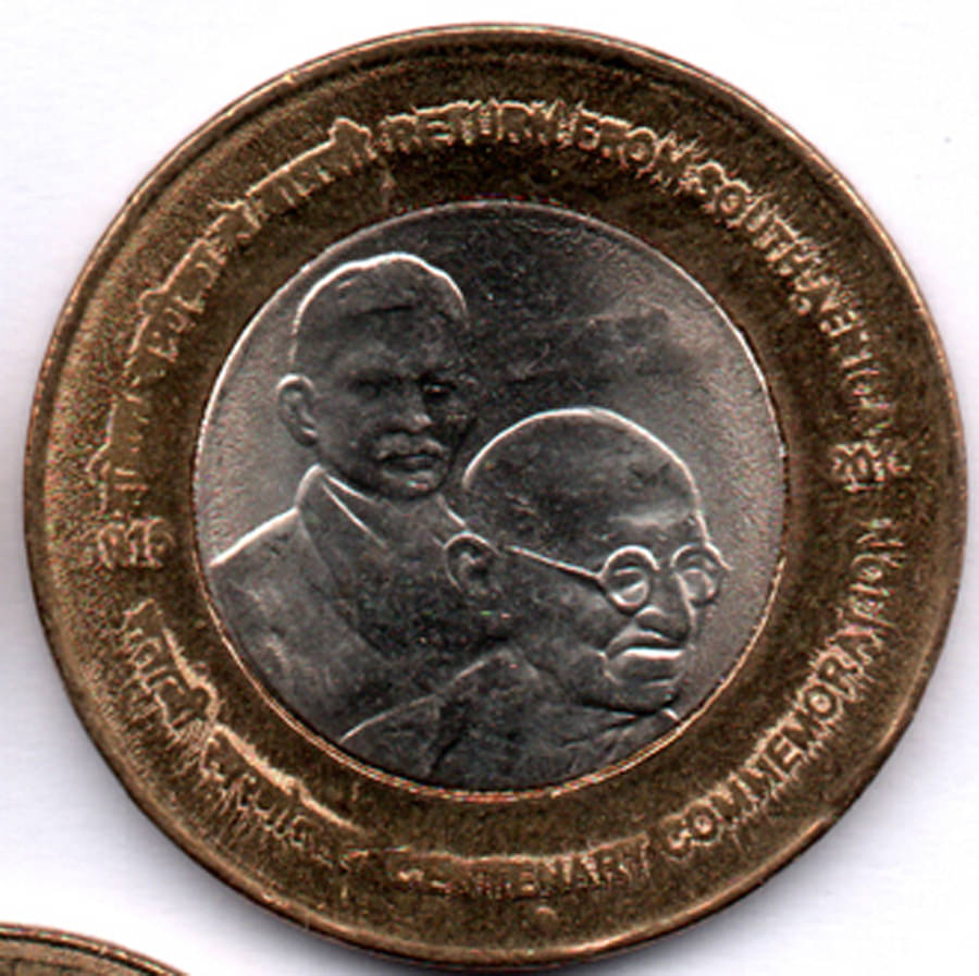     			RAJACOINS- 10 /  TEN  RS / RUPEE VERY RARE BRASS U.N.C. RETURN FROM AFRICA CENTENARY COMMEMORATION(1 PCS)  COMMEMORATIVE COLLECTIBLE- U.N.C.  CONDITION
