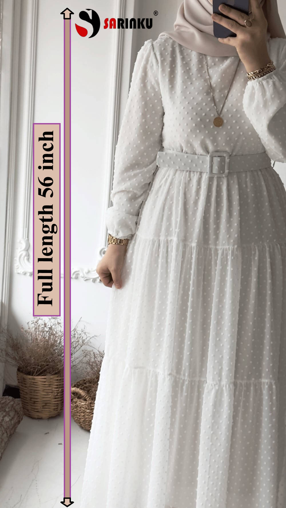     			SARINKU White Georgette Stitched Burqas without Hijab - Single