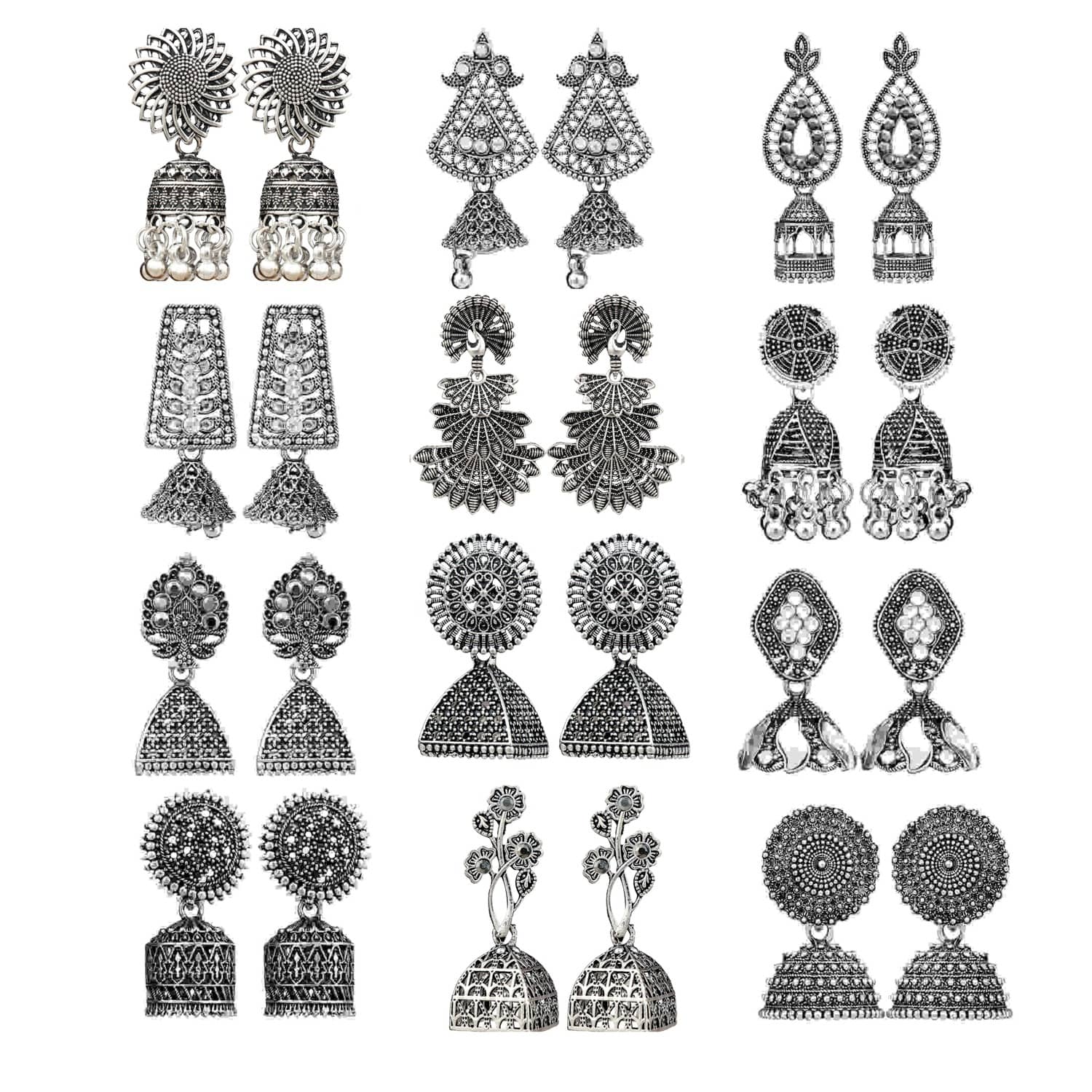 Thrillz Silver Jhumki Earrings ( More Than 10 ) - Earrings | Buy online on ZillyBuy