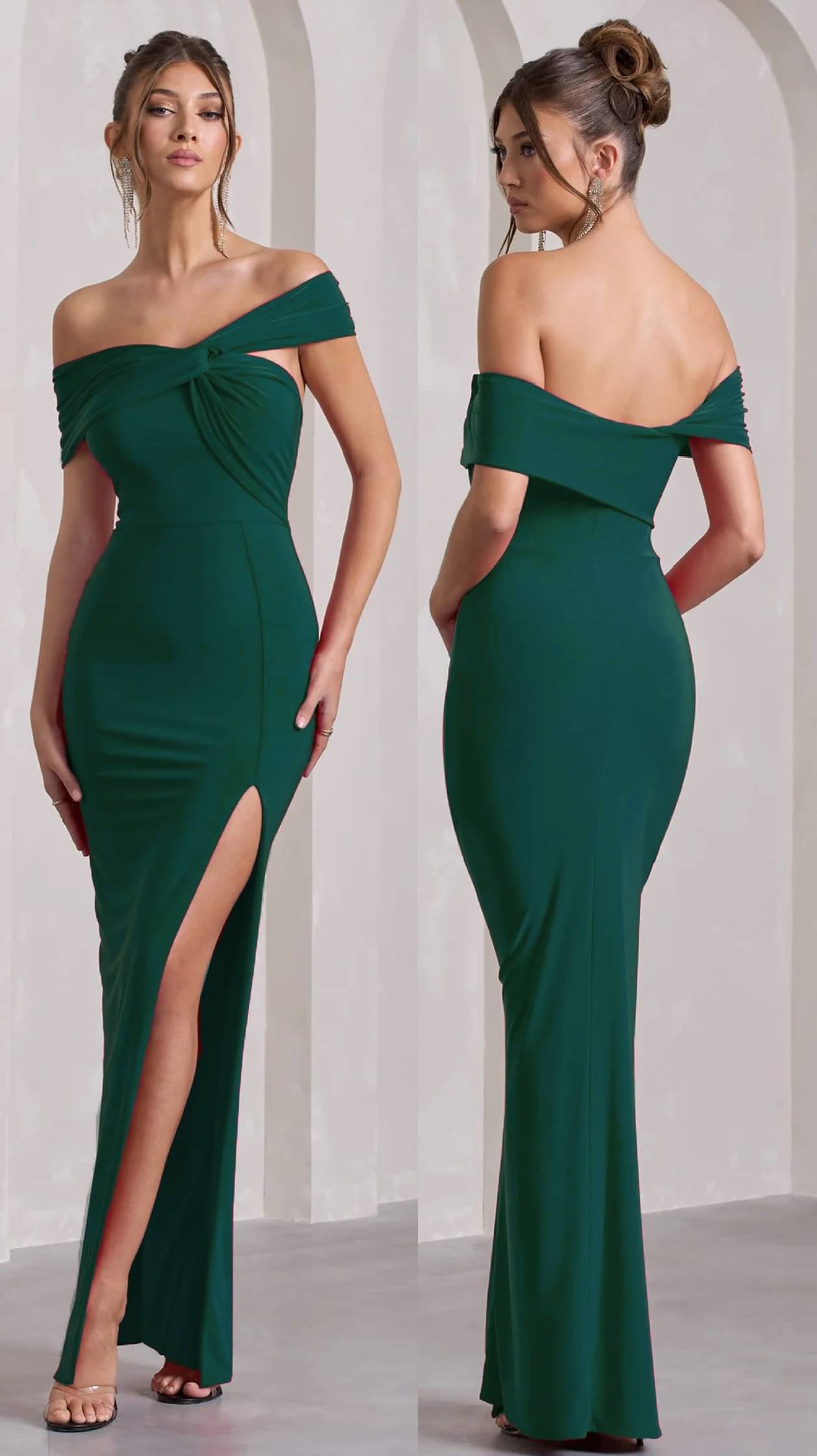 Traquila Women Lycra Solid Side Slit Dress ( Green ) Traquila Women Lycra Solid Side Slit Dress ( Green )