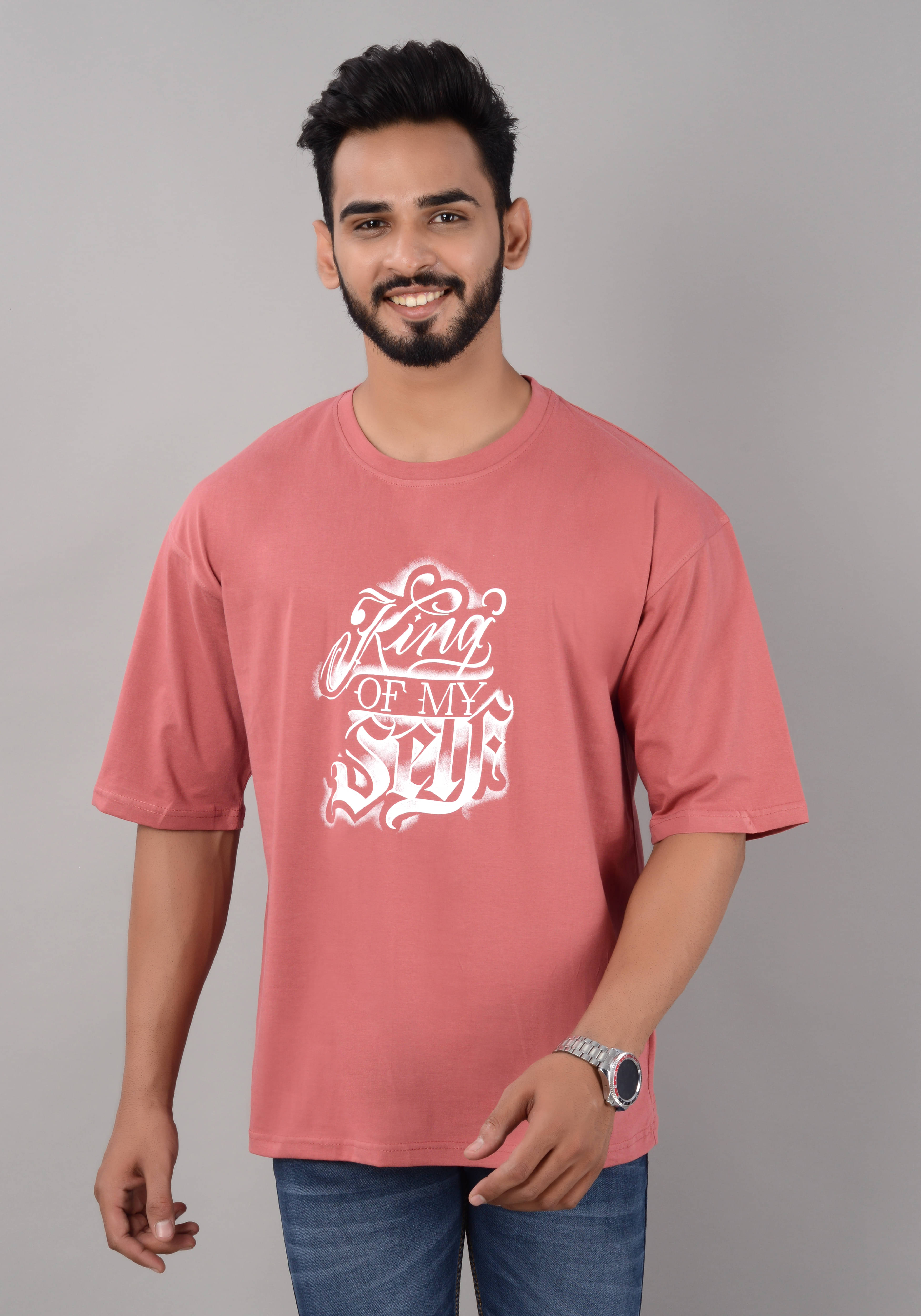     			VILLAIN Pack of 1 Cotton Blend Oversized Fit Men's T-Shirt ( Peach )