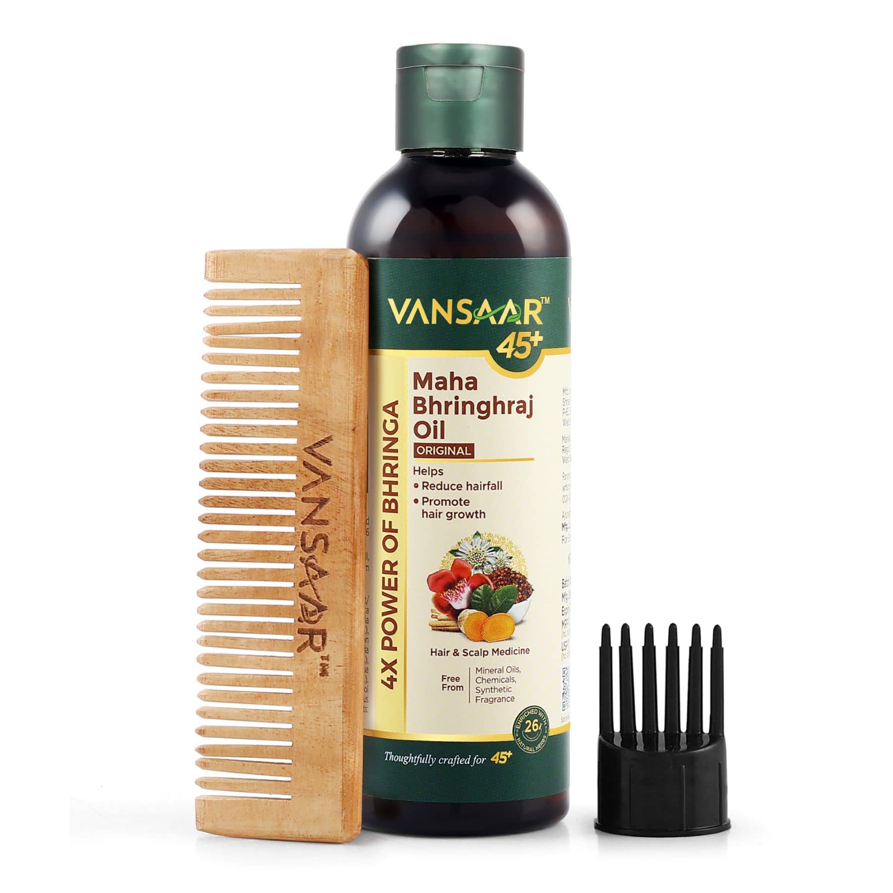 Vansaar 45+ Original Maha Bhringhraj Oil,Reduces Hair Fall,Free Kacchi Neem Comb 200ml