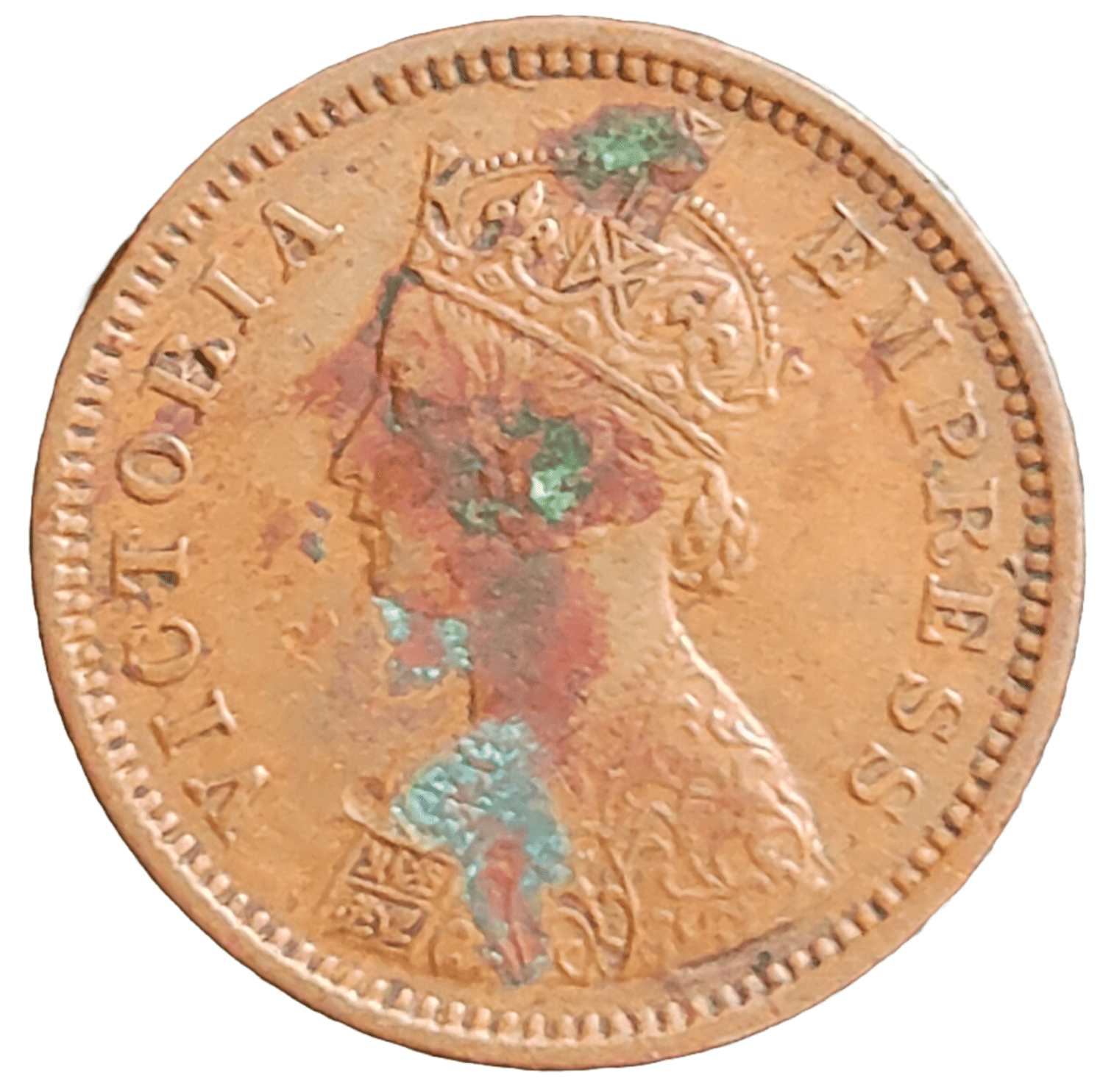     			Very Rare 1/2 Pice 1890 Victoria Empress British India Coin