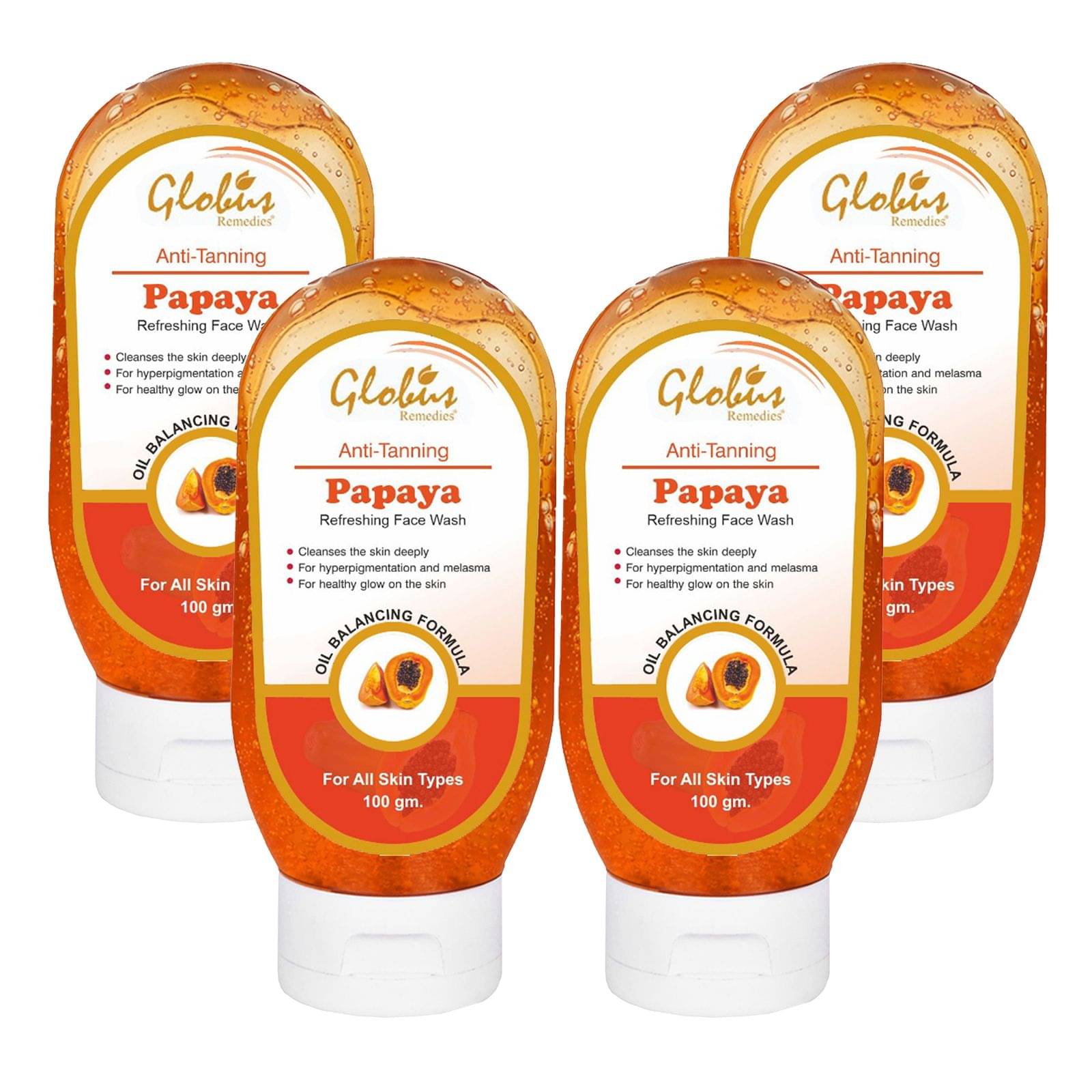 Globus Remedies Papaya Purifying Face Wash, 100ml (Pack of 4) Globus Remedies Papaya Purifying Face Wash, 100ml (Pack of 4)