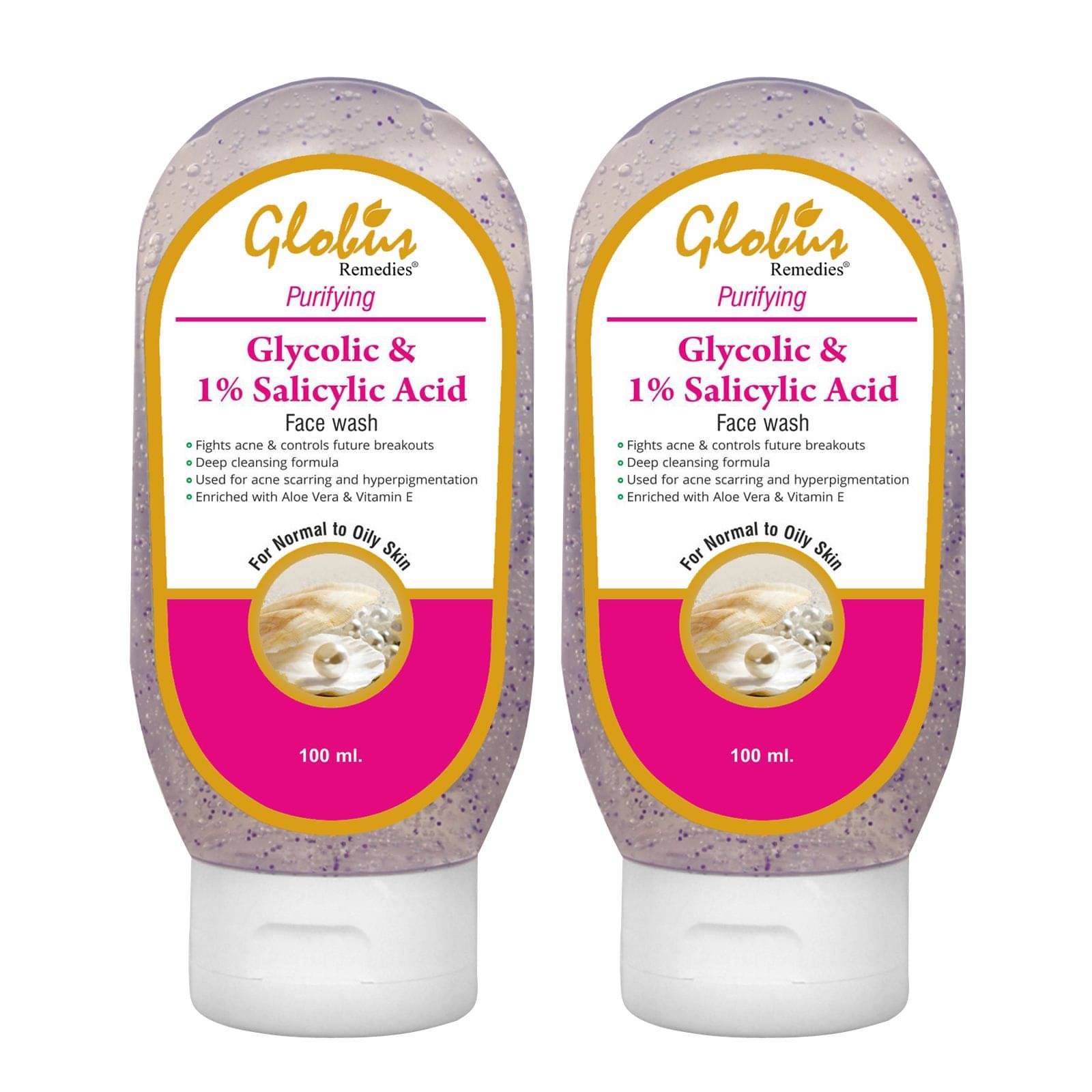     			Globus Remedies Glycolic adn 1% Salicylic acid Face Wash 100 ml (Pack of 2)