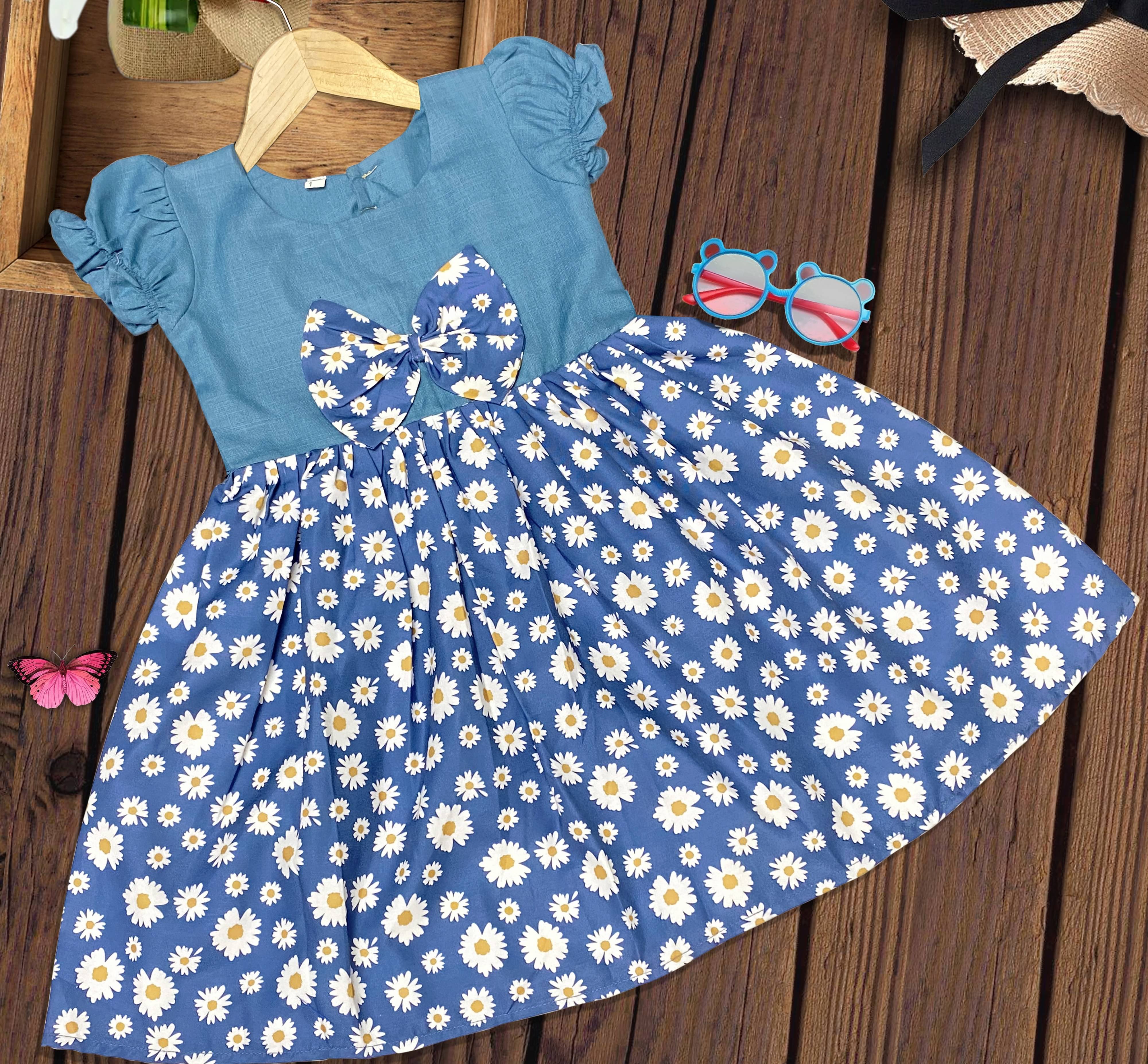 pamberston Rayon Frock For Girls ( Pack of 1 , Blue ) pamberston Rayon Frock For Girls ( Pack of 1 , Blue )
