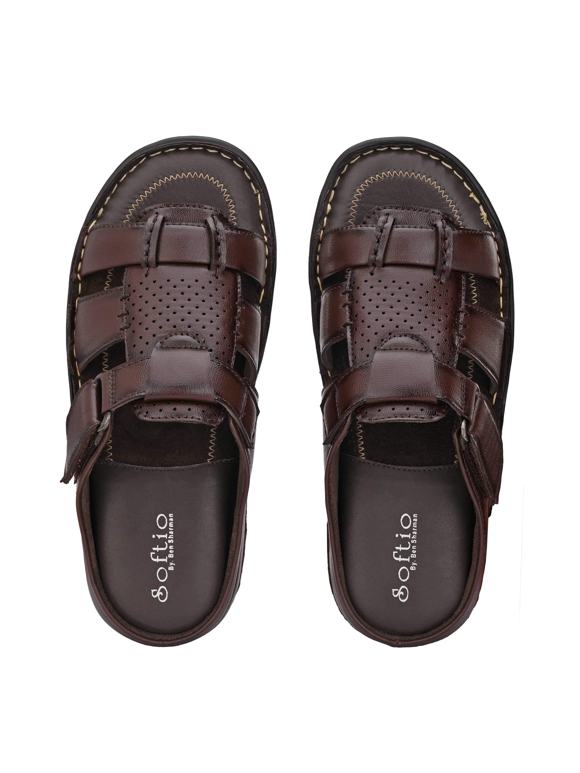     			softio Brown Men's Leather Slipper