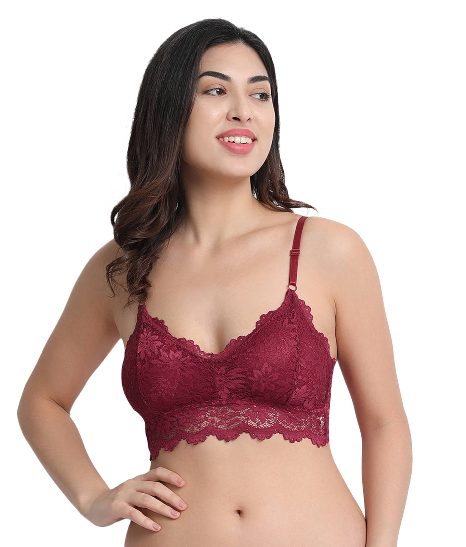     			3Mads Lace Lightly Padded Women's Bralette Bra ( Maroon ) GBra006_LBW