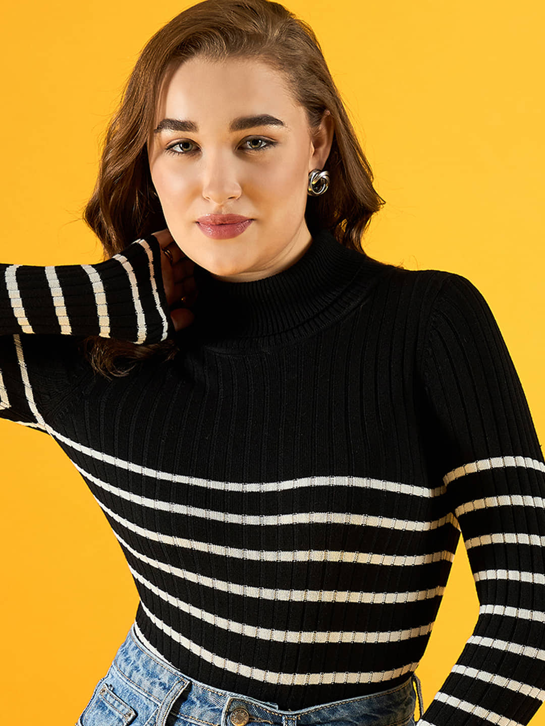 98 Degree North Cotton High Neck Women's Pullovers - Black (Pack of 1)