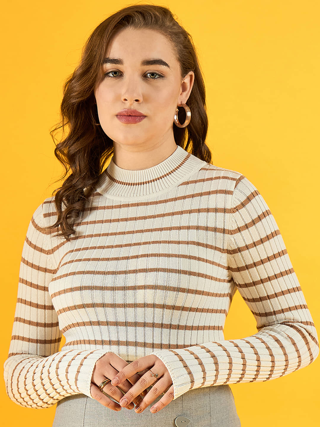 98 Degree North Cotton High Neck Women's Pullovers - White (Pack of 1)