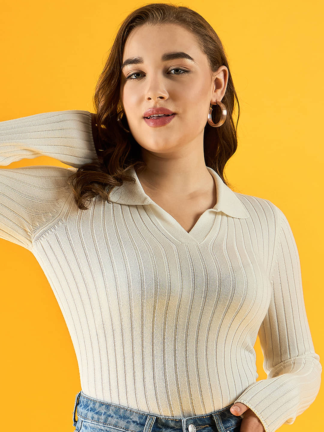 98 Degree North Cotton Regular Collar Women's Pullovers - White (Pack of 1)