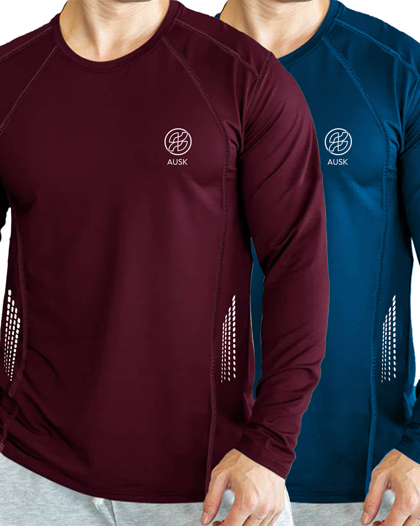 AUSK Pack of 2 Cotton Blend Regular Fit Men's T-Shirt ( Teal Blue )