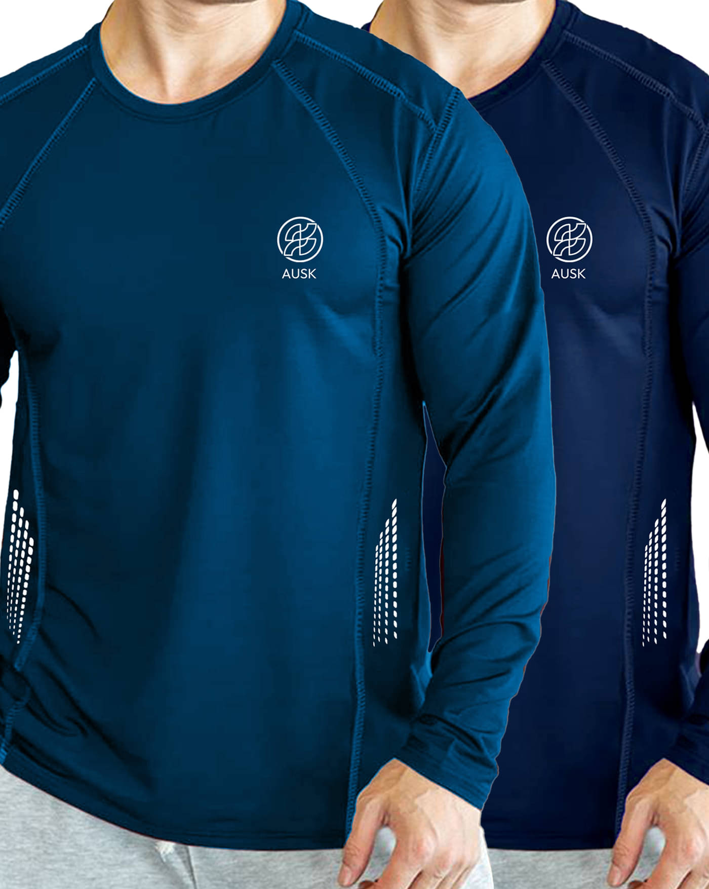     			AUSK Pack of 2 Cotton Blend Regular Fit Men's T-Shirt ( Teal Blue )