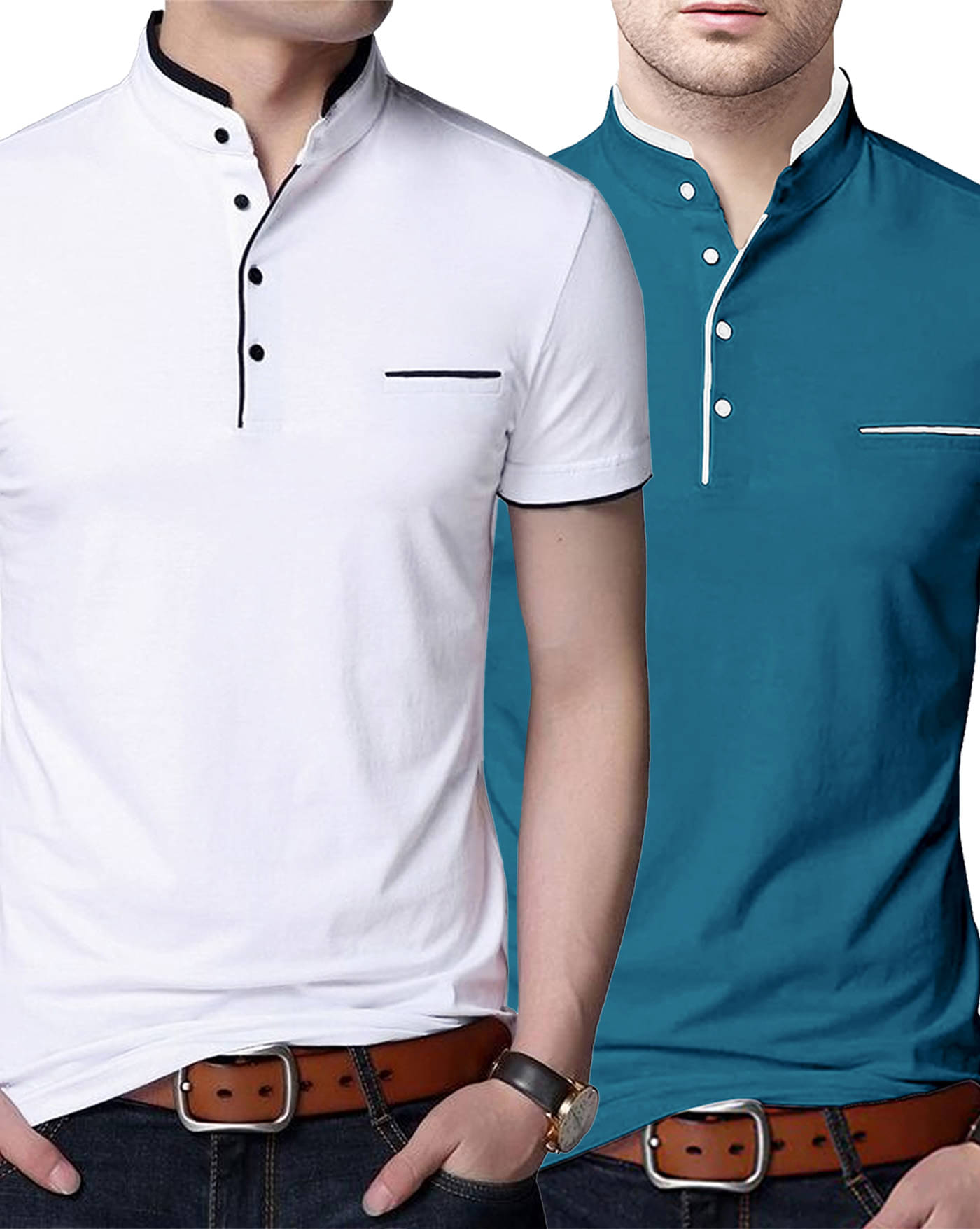     			AUSK Pack of 2 Cotton Blend Regular Fit Men's T-Shirt ( Teal Blue )