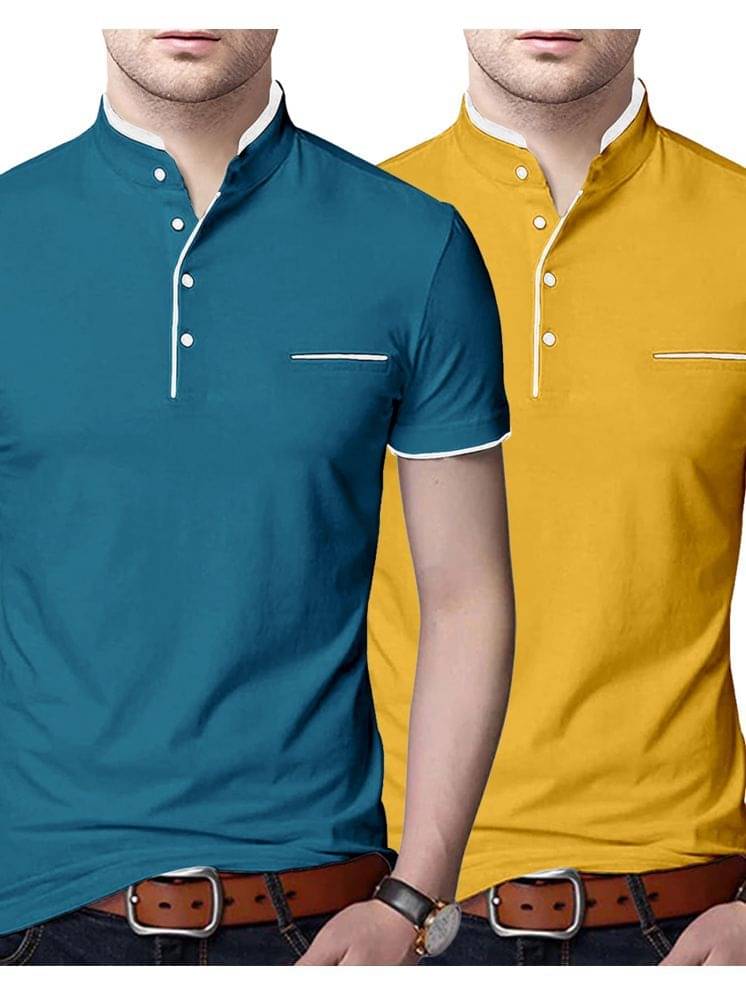 AUSK Pack of 2 Cotton Blend Regular Fit Men's T-Shirt ( Teal Blue ) AUSK Pack of 2 Cotton Blend Regular Fit Men's T-Shirt ( Teal Blue )