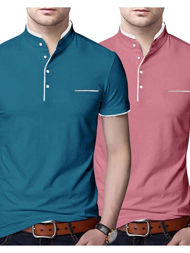    			AUSK Pack of 2 Cotton Blend Regular Fit Men's T-Shirt ( Peach )