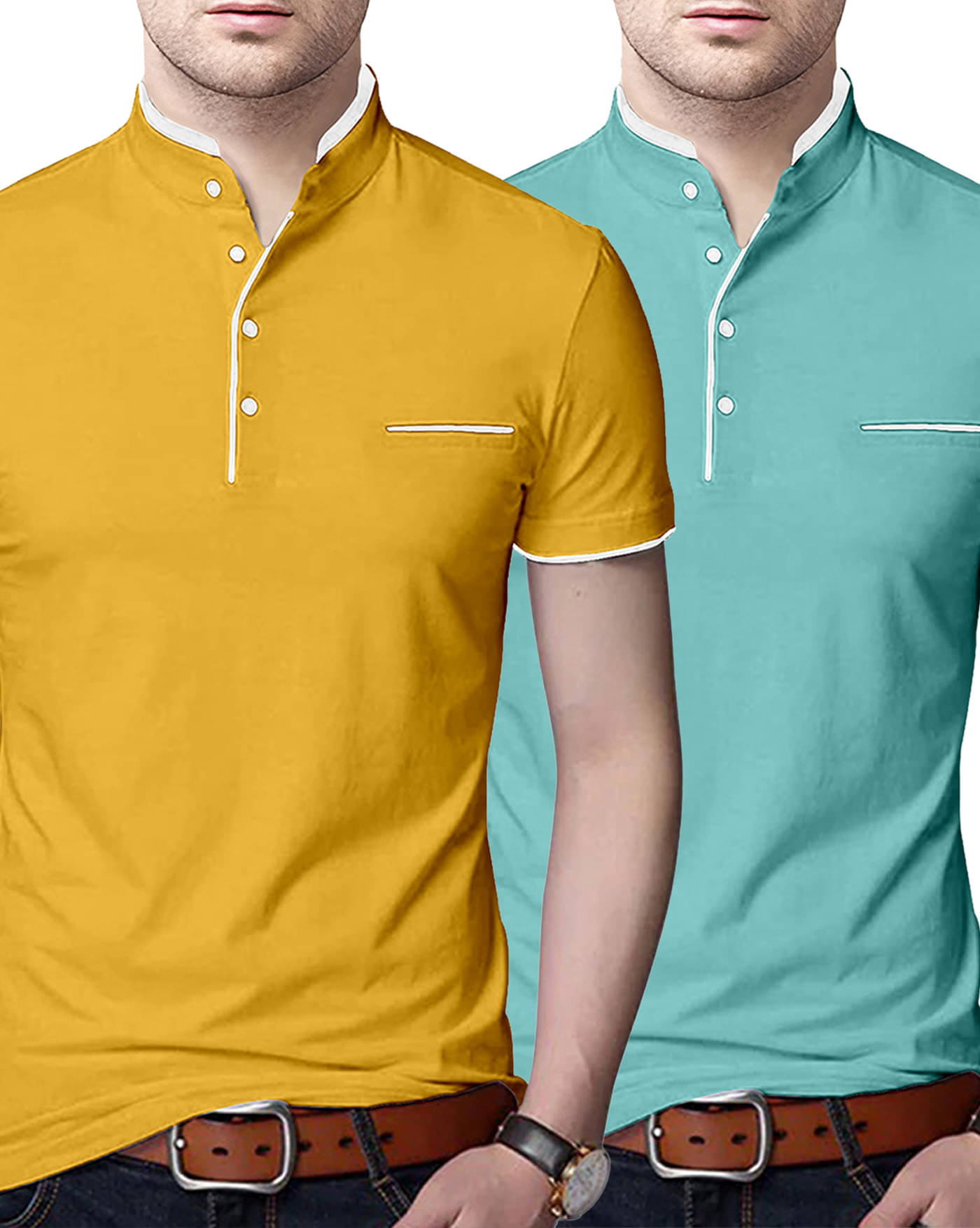 AUSK Pack of 2 Cotton Blend Regular Fit Men's T-Shirt ( Light Blue ) AUSK Pack of 2 Cotton Blend Regular Fit Men's T-Shirt ( Light Blue )