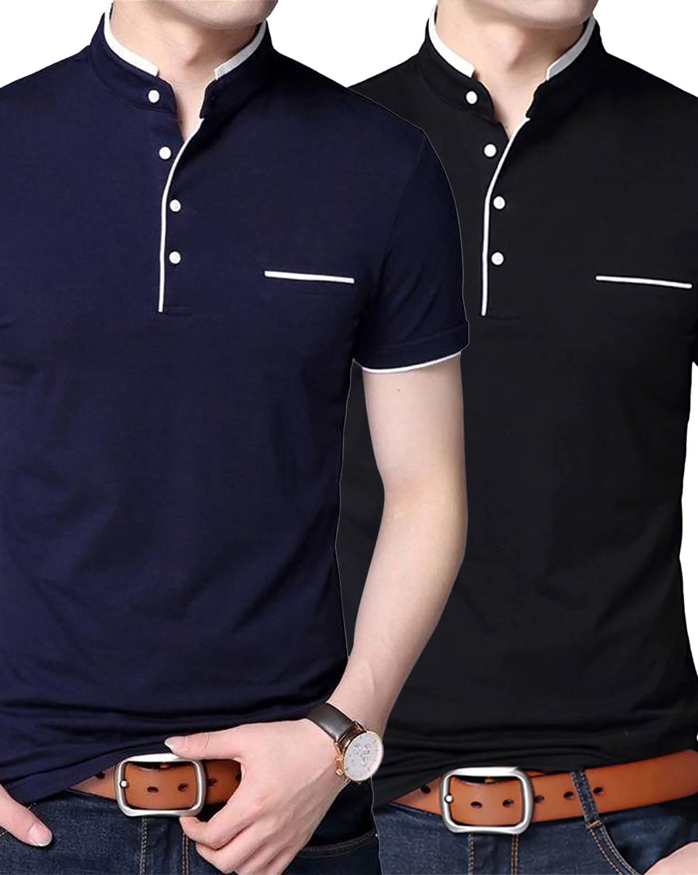     			AUSK Pack of 2 Cotton Blend Regular Fit Men's T-Shirt ( Navy Blue )