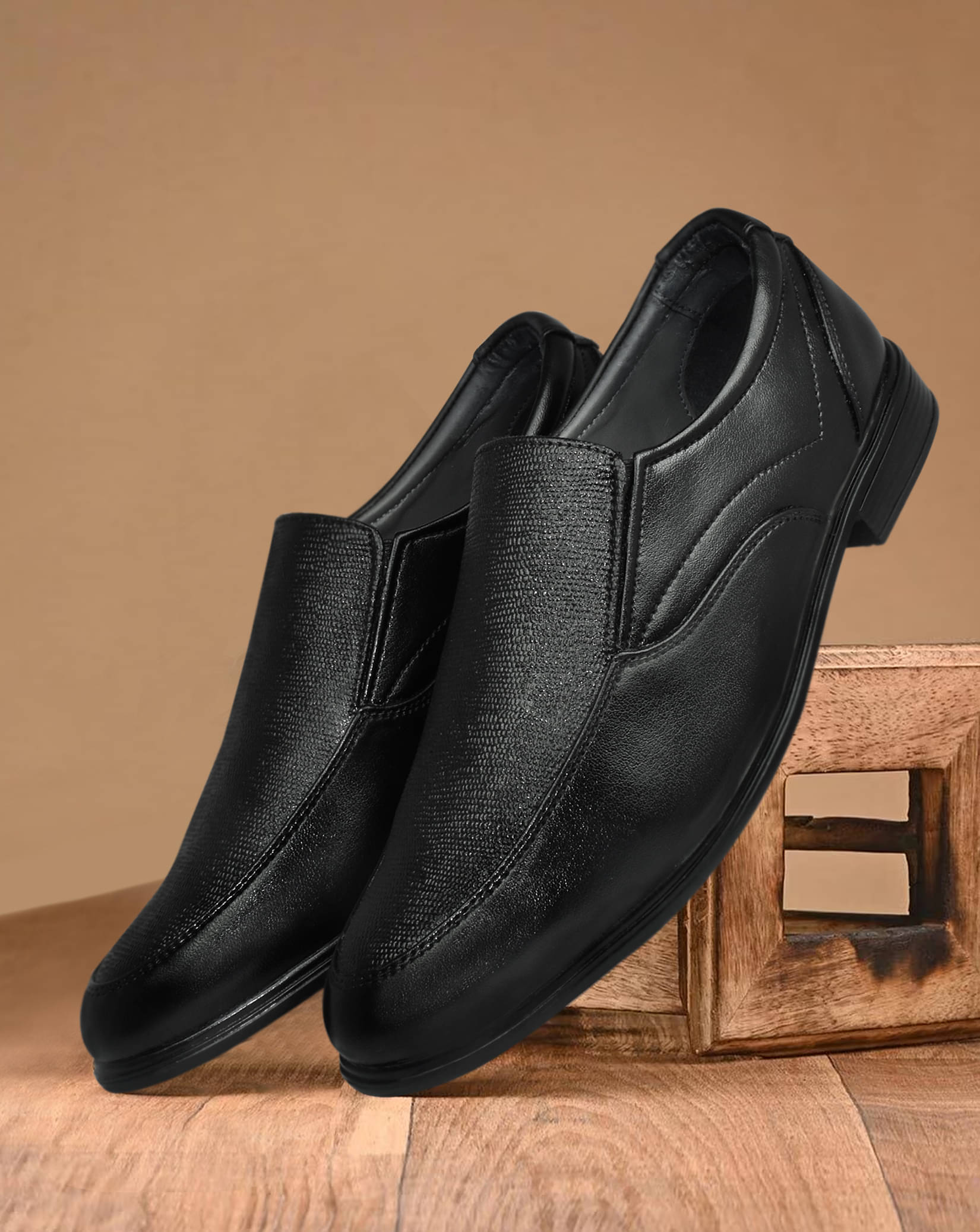     			Ajanta Black Men's Slip On Formal Shoes
