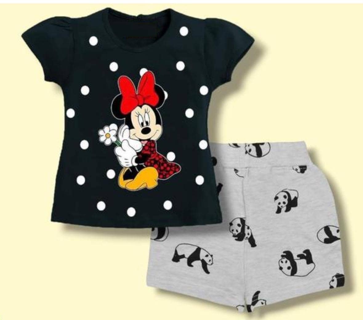 CUTEVIBE Pack of 1 Baby Girls Cotton Blend Top & Shorts ( Black )