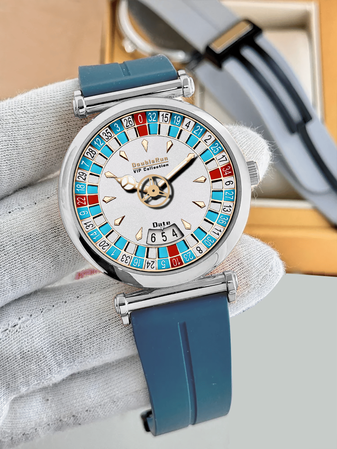     			DoubleRun Light Blue Silicon Analog Men's Watch