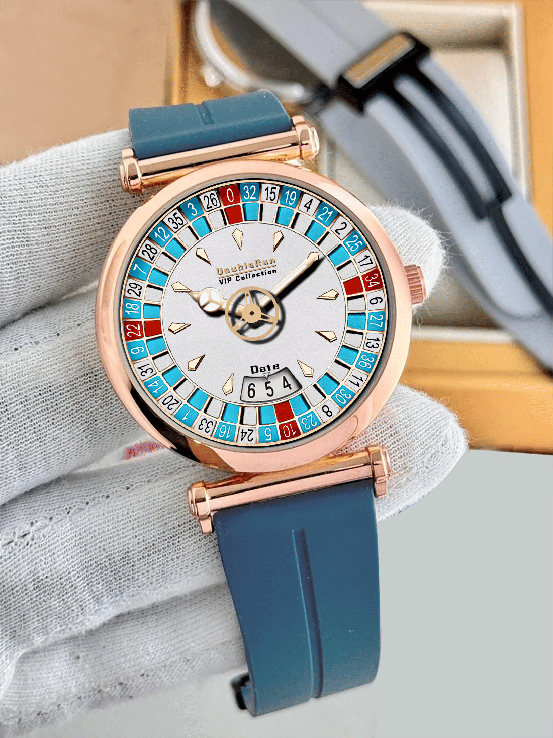     			DoubleRun Light Blue Silicon Analog Men's Watch
