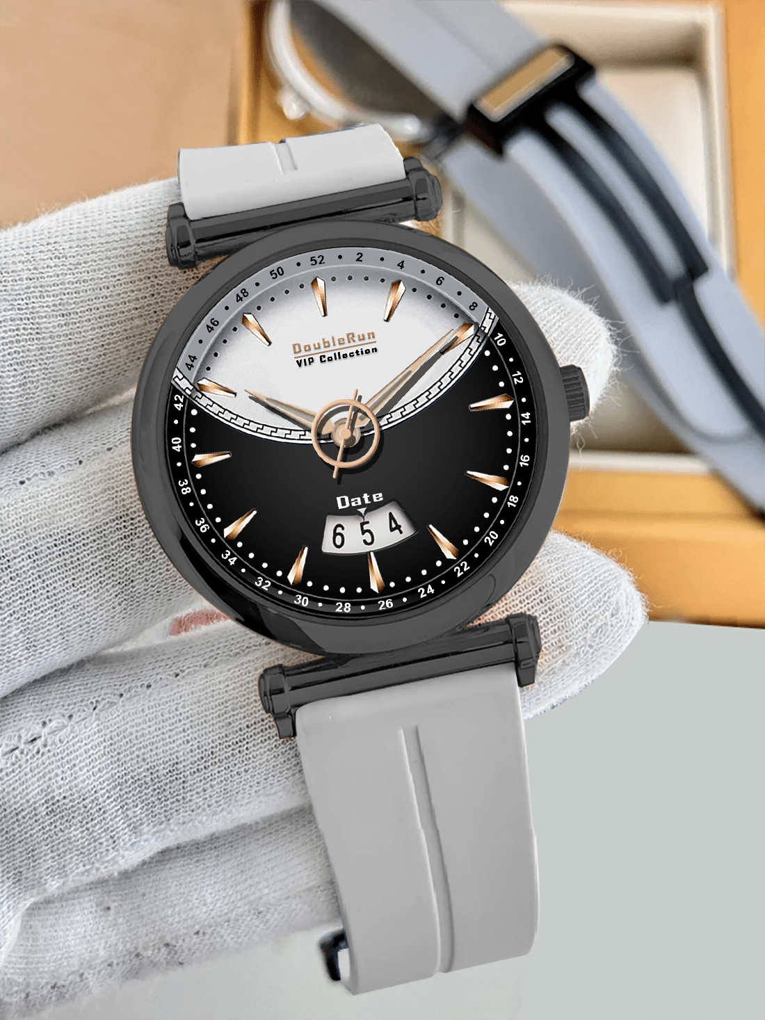     			DoubleRun Light Grey Silicon Analog Men's Watch