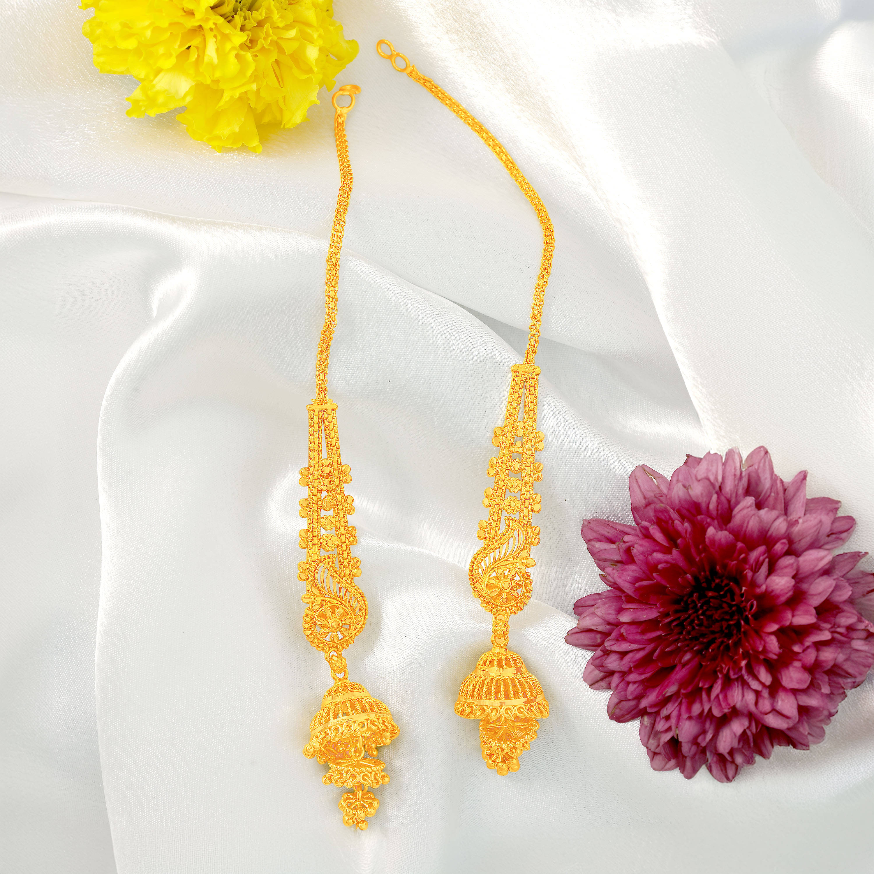     			Drashti Collection Golden Drop Earrings ( Pack of 1 )
