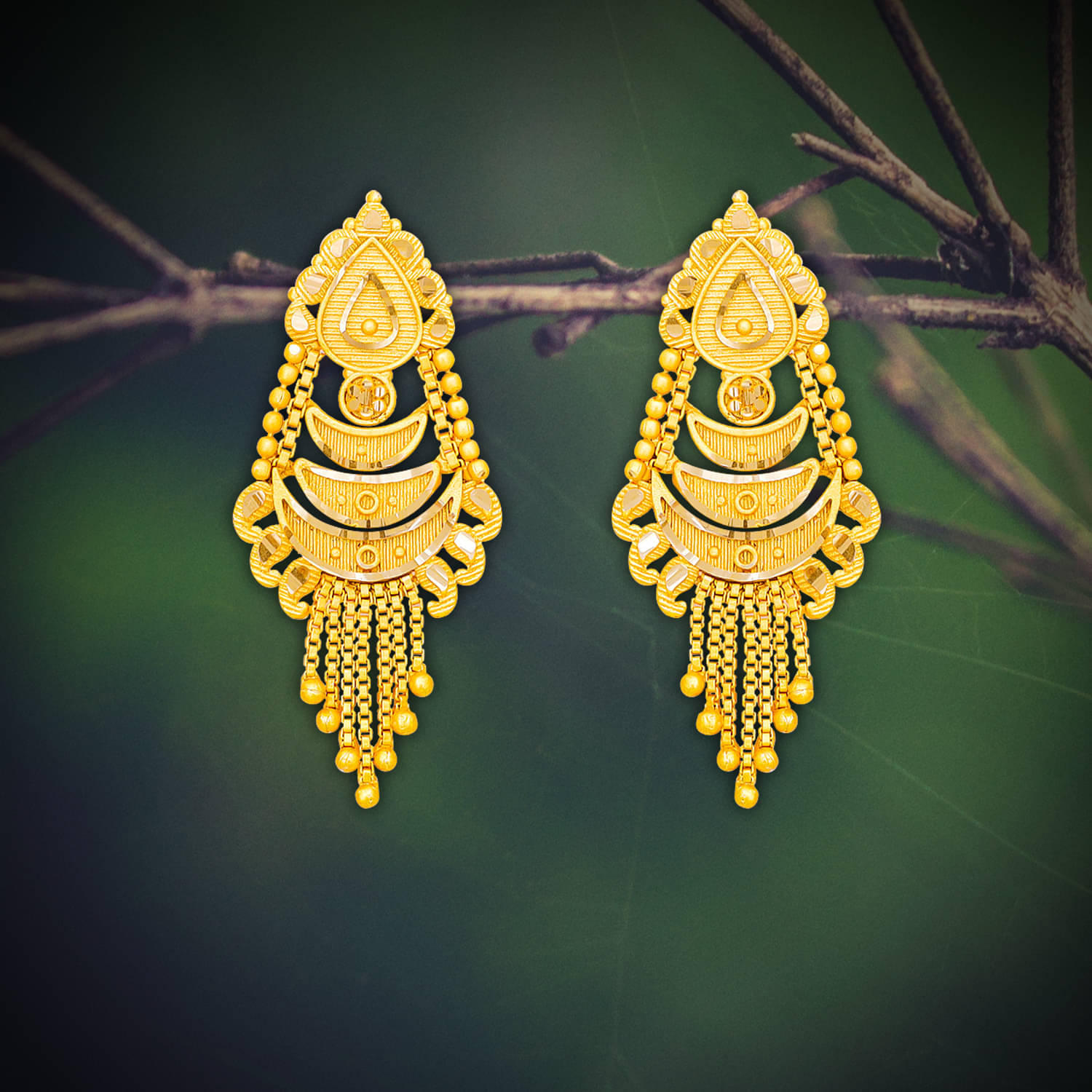     			Drashti Collection Golden Drop Earrings ( Pack of 1 )