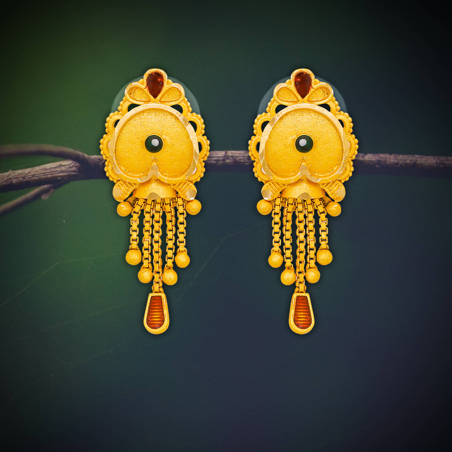     			Drashti Collection Golden Stud Earrings ( Pack of 1 )