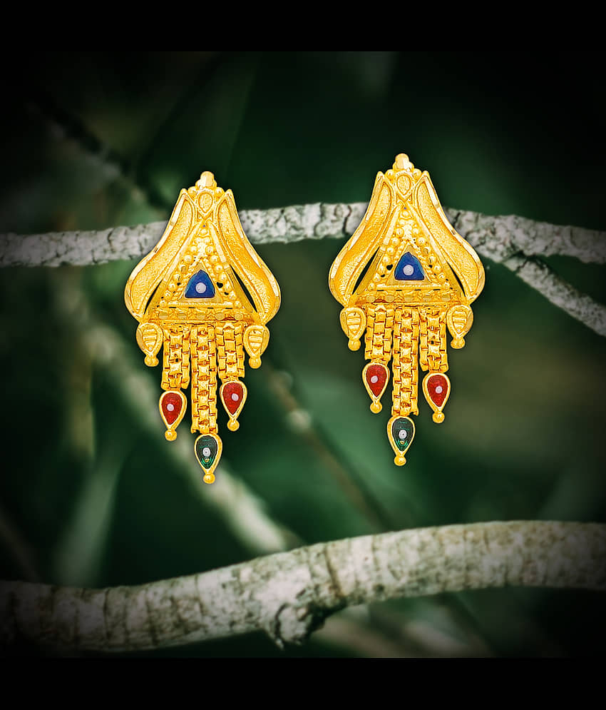 Drashti Collection Golden Stud Earrings ( Pack of 1 ) - Earrings | Buy online on ZillyBuy