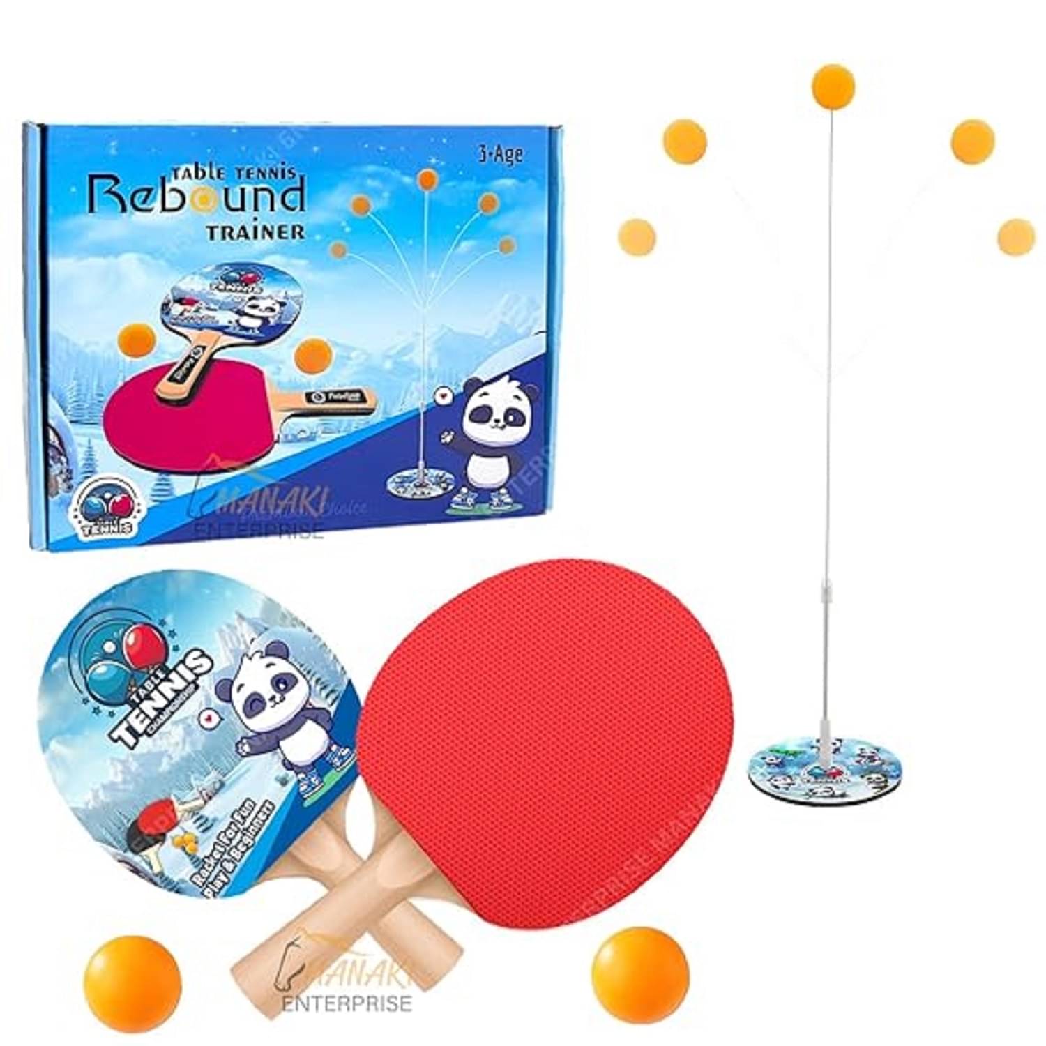     			FEDIFU  Table Tennis Trainer Rebound Rackets and Balls Base Training Practice Set