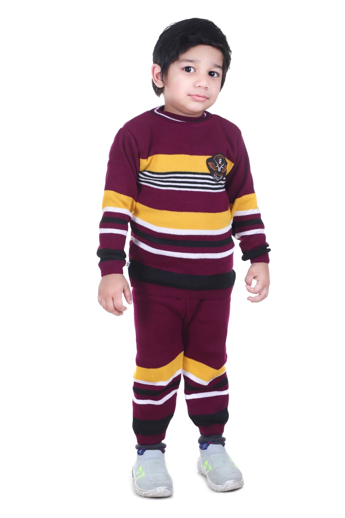 GTWO Woolen Knitted Full Sleeves Winter Warm Pullover Sweater with Pajami/Top and Bottom Set for Kids Baby Boys & Girls (Pack of 1)