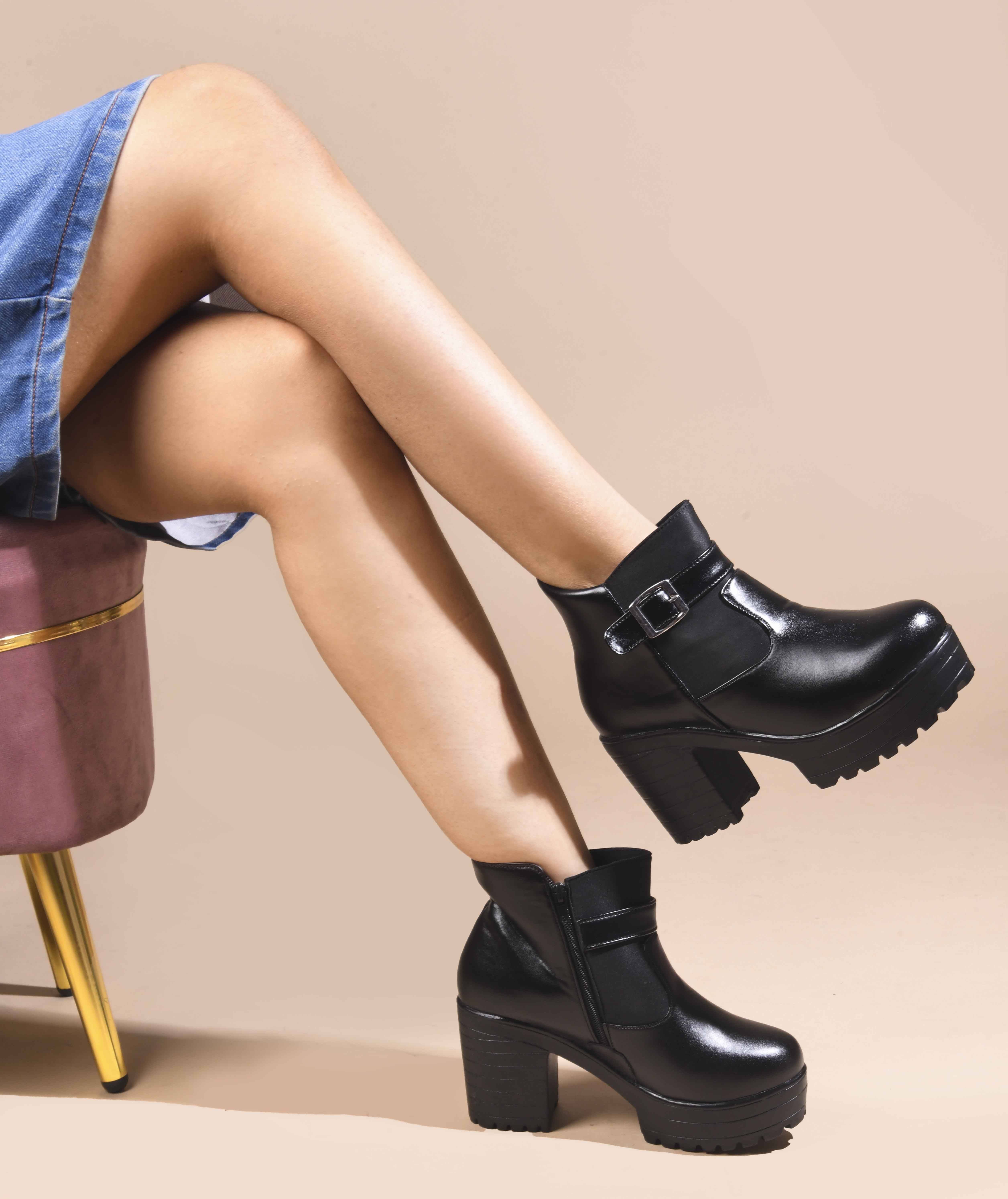     			JM Looks Black Women's Ankle Length Boots
