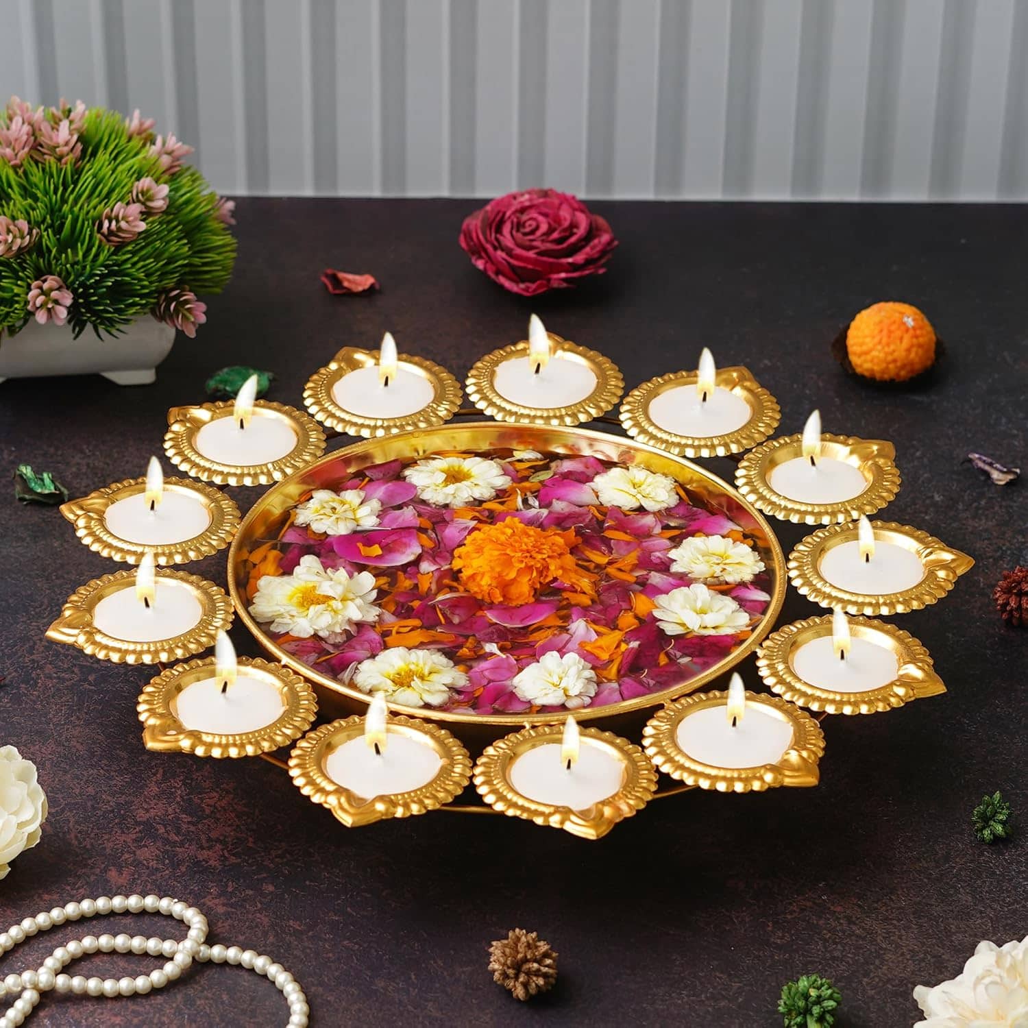 JaipurCrafts Gold Iron Diwali Diya