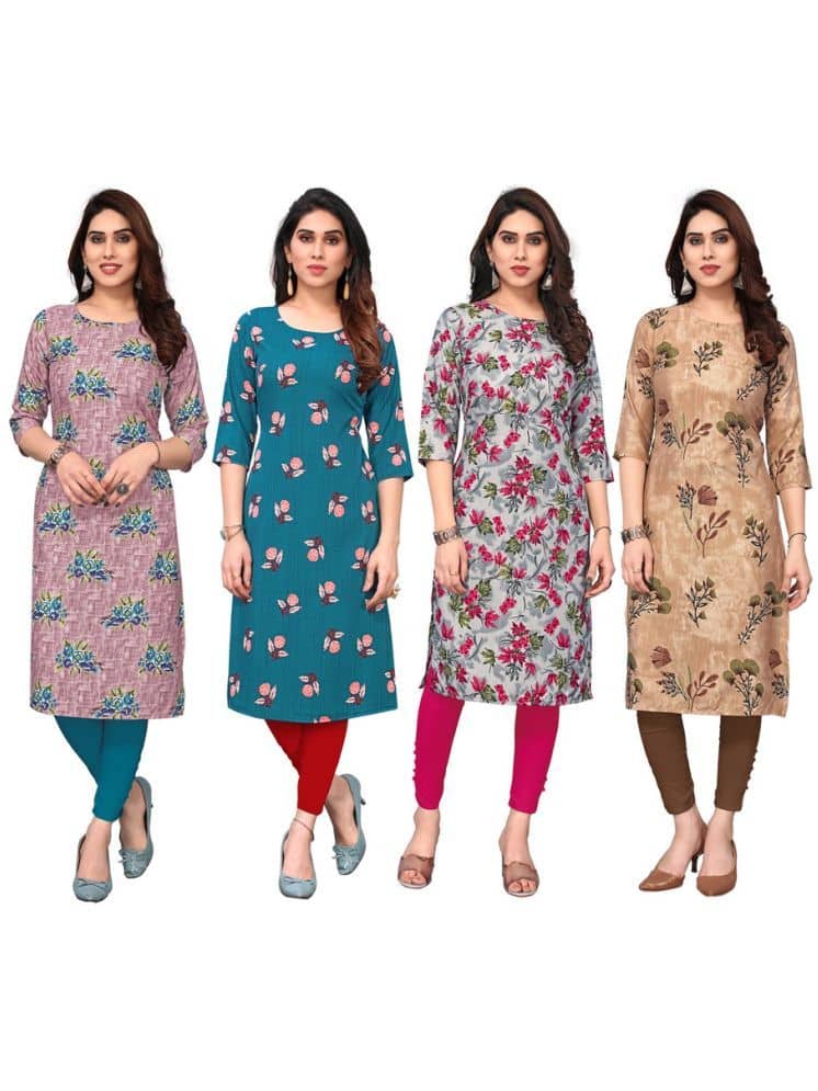 KETAKI FASHION Crepe Printed Straight Women's Kurti - Multicolor ( Pack of 4 ) - Kurtis, Tunics | Buy online on ZillyBuy