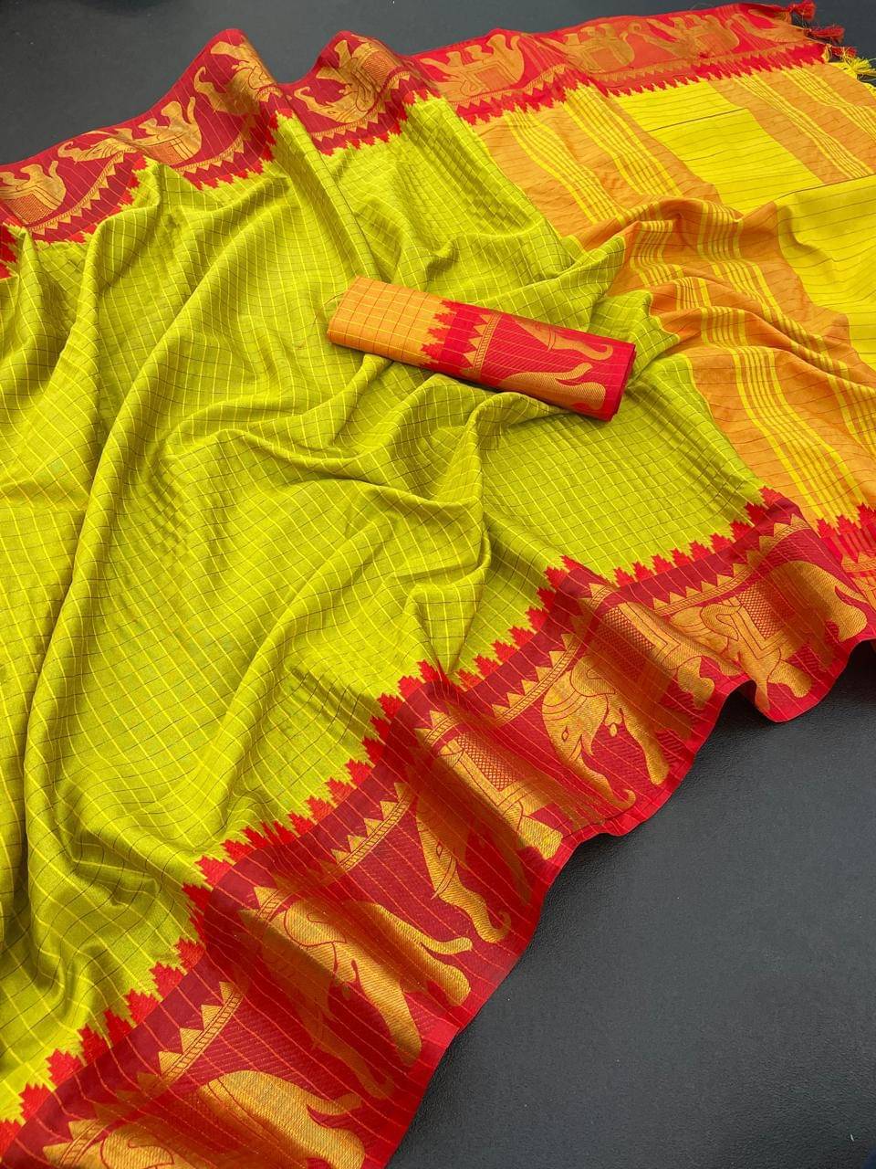 Kalpana Creation Cotton Silk Woven Saree With Unstitched Blouse Piece ( Yellow )     			Kalpana Creation Cotton Silk Woven Saree With Unstitched Blouse Piece ( Yellow )