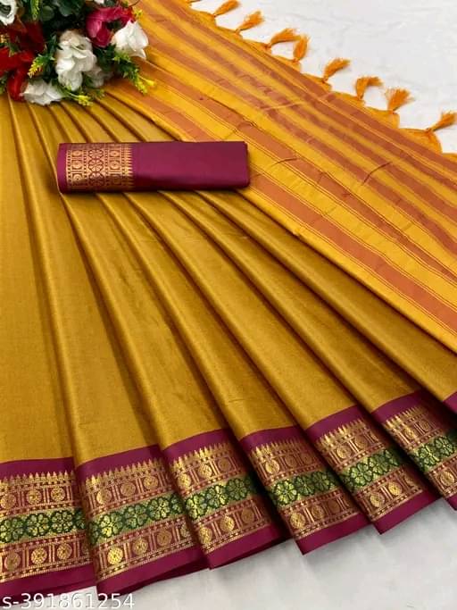     			Kalpana Creation Cotton Silk Woven Saree With Unstitched Blouse Piece ( Mustard )