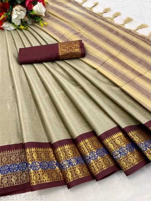     			Kalpana Creation Cotton Silk Woven Saree With Unstitched Blouse Piece ( Brown )