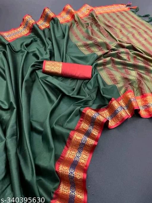     			Kalpana Creation Cotton Silk Woven Saree With Unstitched Blouse Piece ( Green )