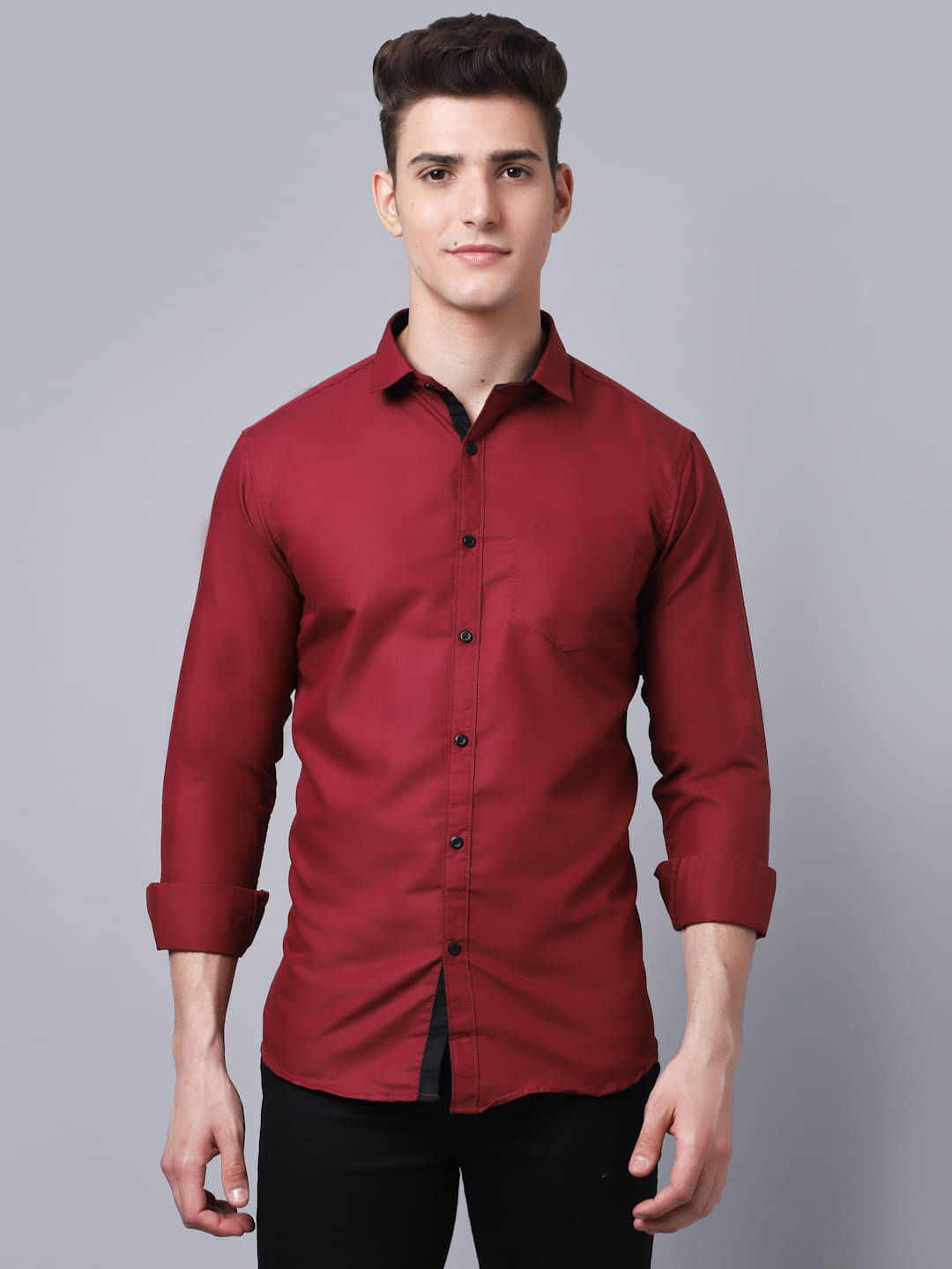 MAJESTIC MAN Polyester Slim Fit Solids Full Sleeves Men's Casual Shirt - Maroon ( Pack of 1 ) MAJESTIC MAN Polyester Slim Fit Solids Full Sleeves Men's Casual Shirt - Maroon ( Pack of 1 )