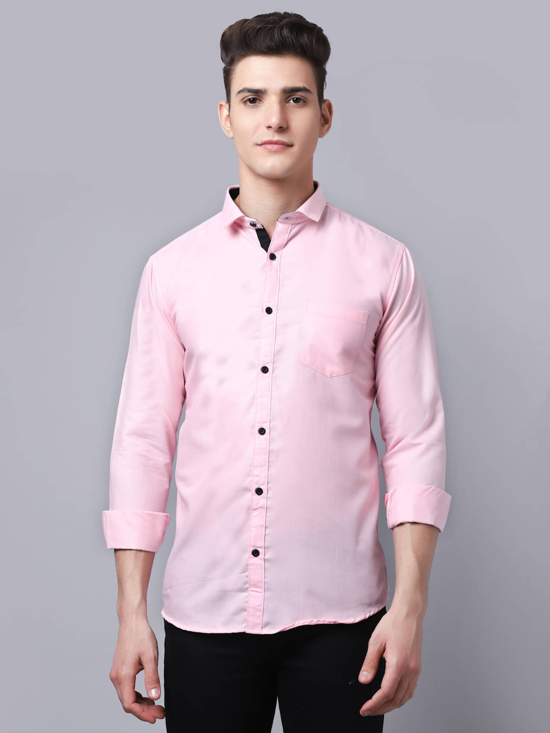     			MAJESTIC MAN Polyester Slim Fit Solids Full Sleeves Men's Casual Shirt - Pink ( Pack of 1 )