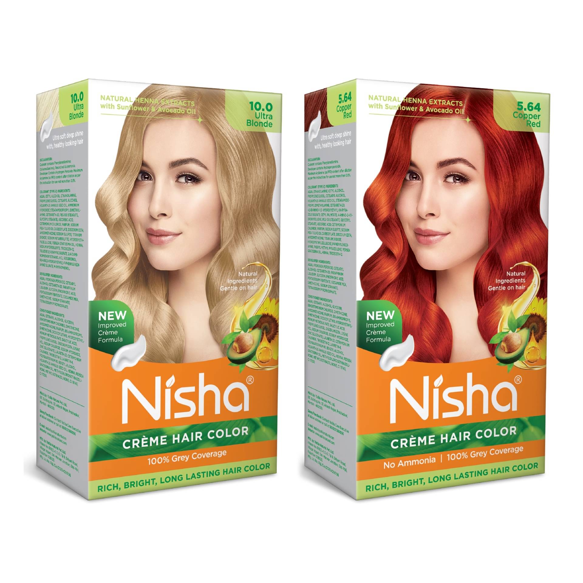     			Nisha Creme Hair Color Combo Pack Ultra Blonde and Copper Red - 120g, Long Lasting Permanent Hair Colour for Women & Men