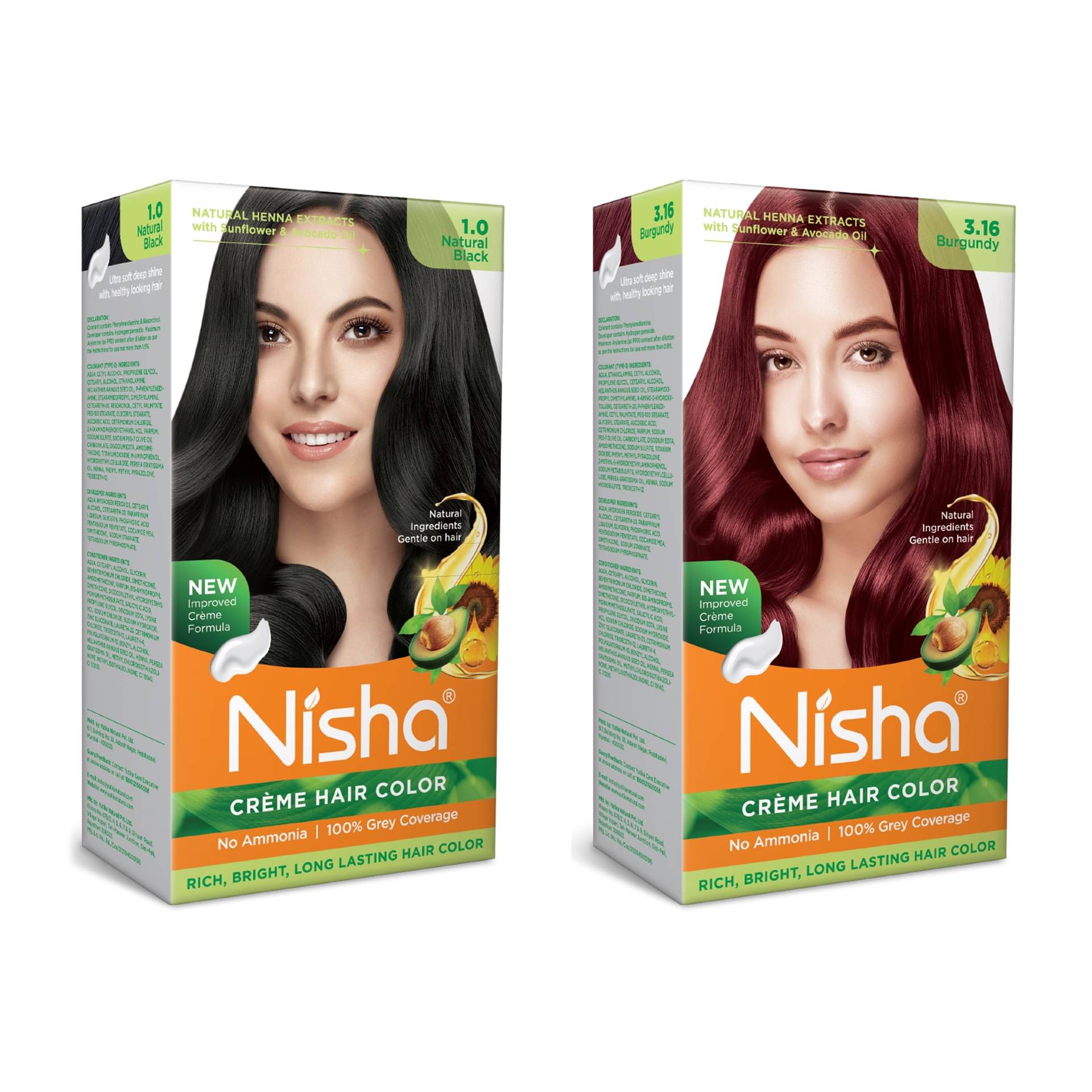 Nisha Creme Hair Color Combo Pack Natural Black and Burgundy - 120g, Ammonia Free Permanent Hair Colour for Women & Men     			Nisha Creme Hair Color Combo Pack Natural Black and Burgundy - 120g, Ammonia Free Permanent Hair Colour for Women & Men