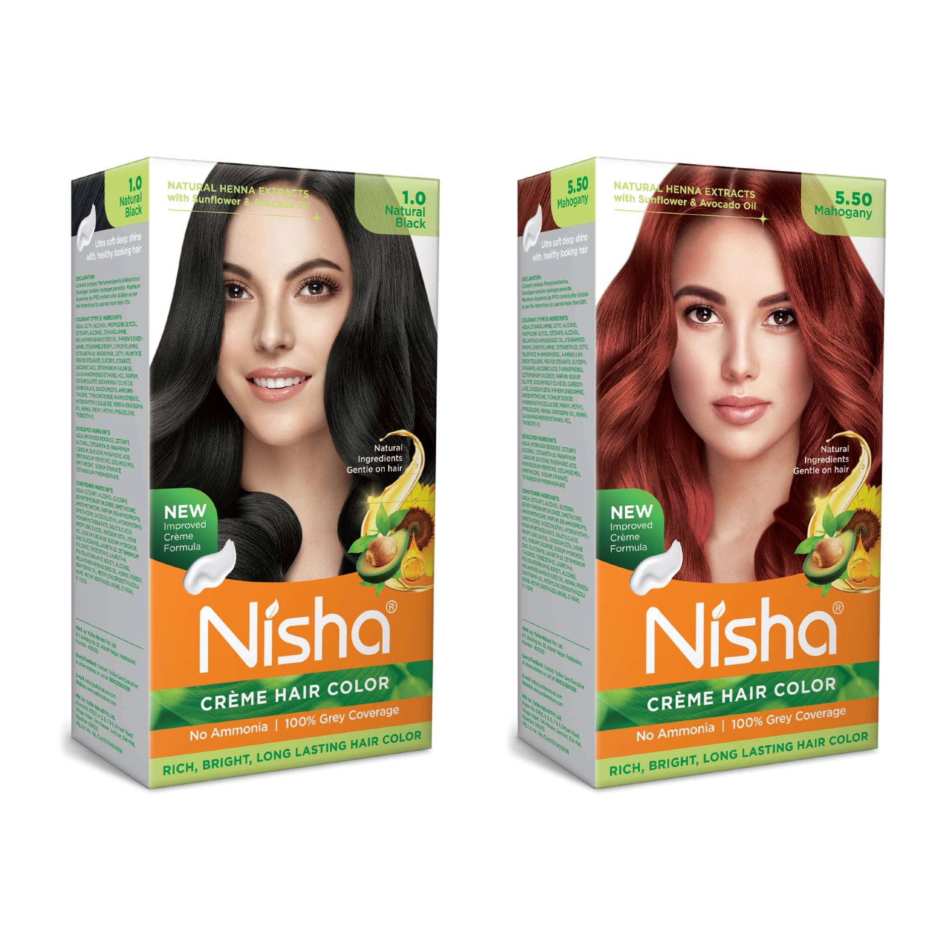     			Nisha Creme Hair Color Combo Pack Natural Black and Mahogany - 120g, Ammonia Free Permanent Hair Colour for Women & Men