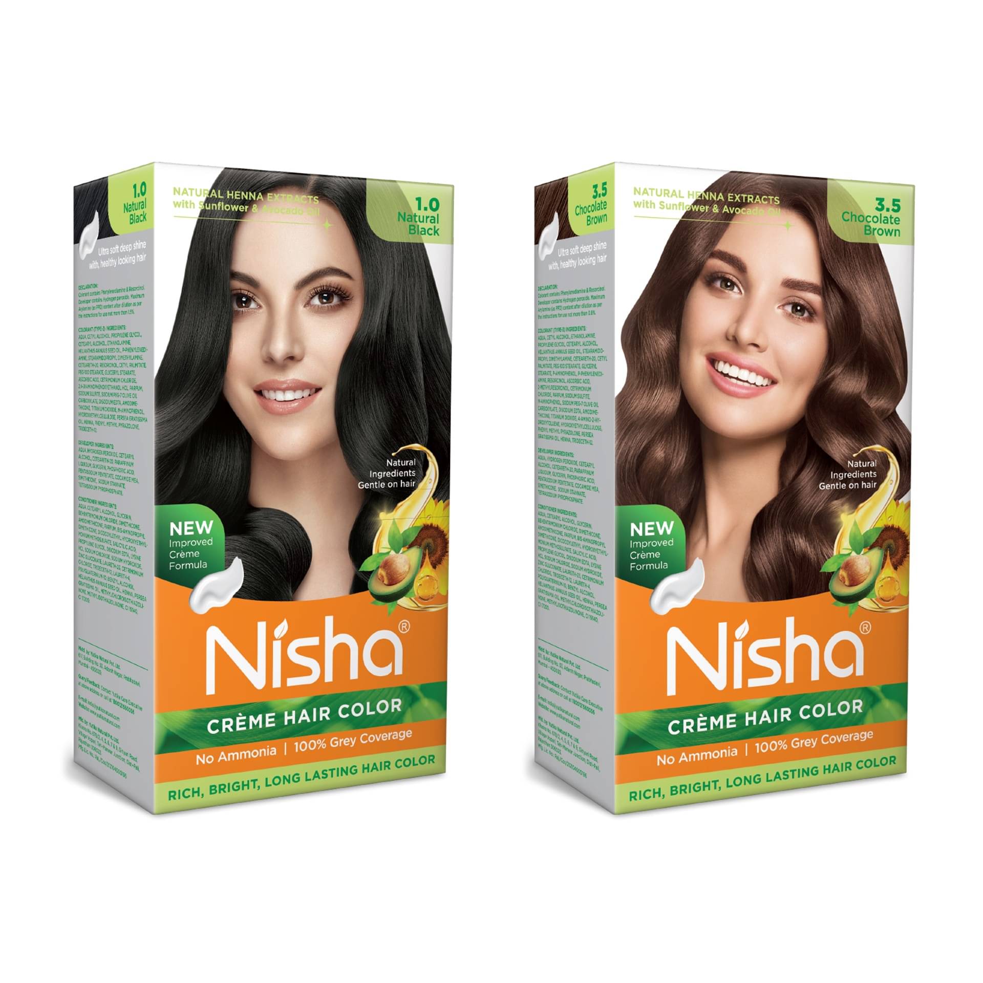 Nisha Creme Hair Color Combo Pack Natural Black and Chocolate Brown - 120g, Ammonia Free Permanent Hair Colour Nisha Creme Hair Color Combo Pack Natural Black and Chocolate Brown - 120g, Ammonia Free Permanent Hair Colour