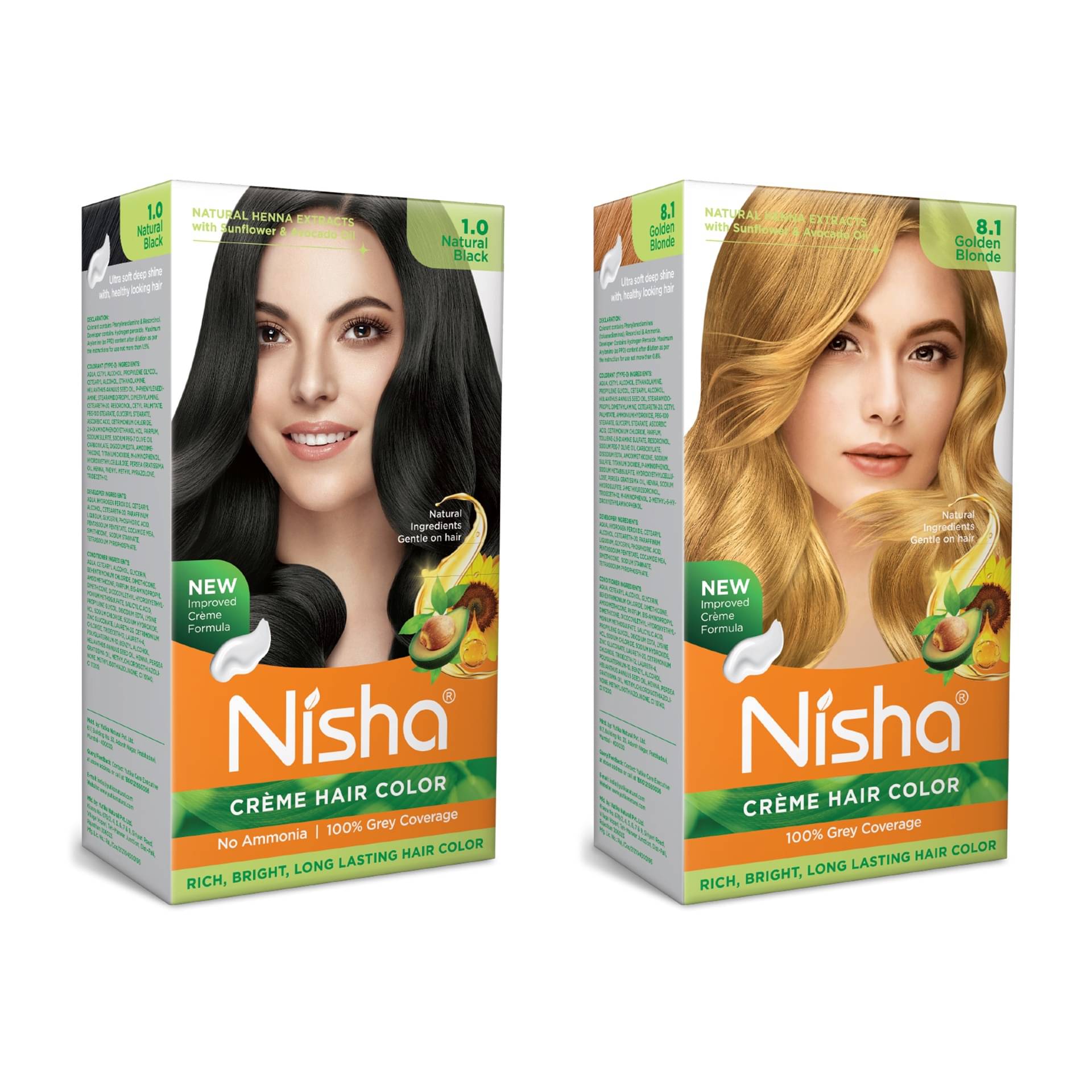     			Nisha Creme Hair Color Combo Pack Natural Black and Golden Blonde - 120g, Long Lasting Permanent Hair Colour