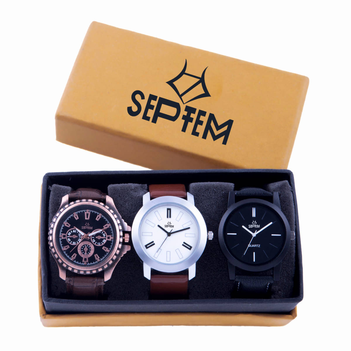     			Septem Multicolor Leather Analog Men's Watch
