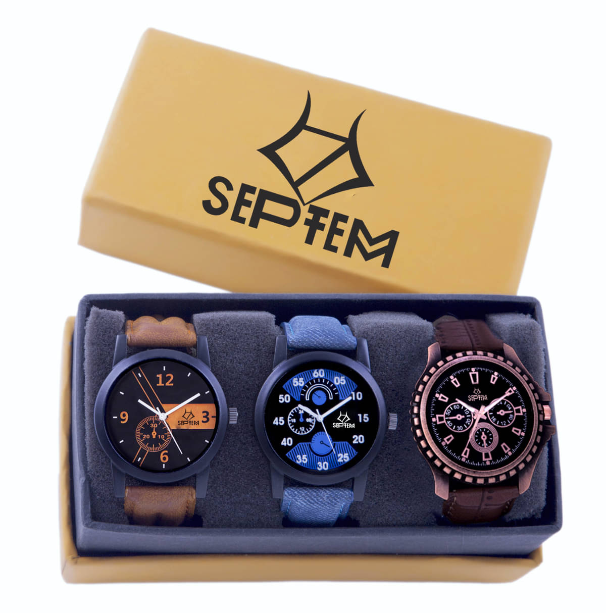     			Septem Multicolor Leather Analog Men's Watch